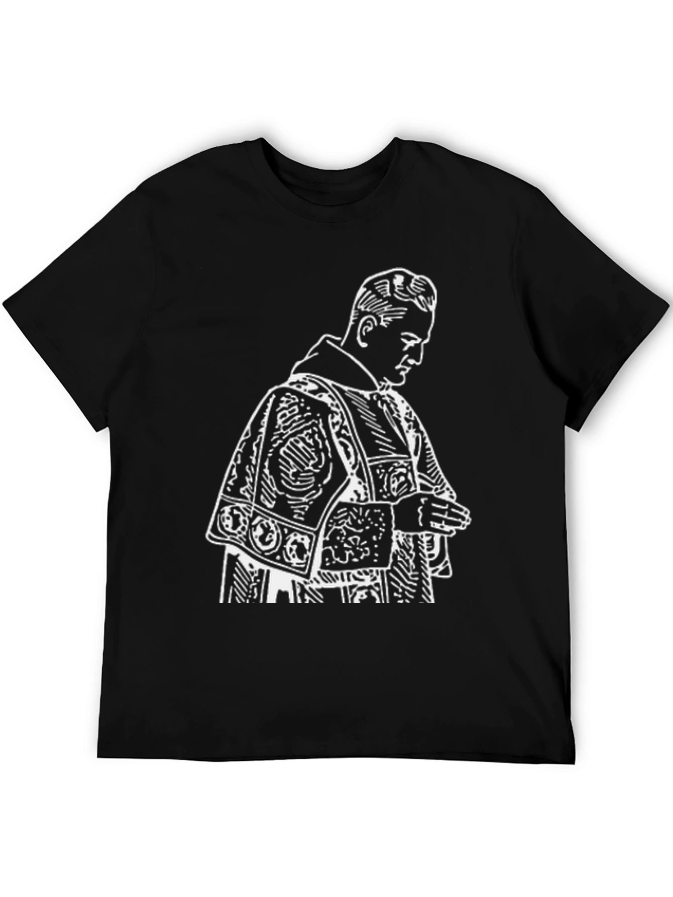 Black Black T-Shirt with Priest Graphic view 5
