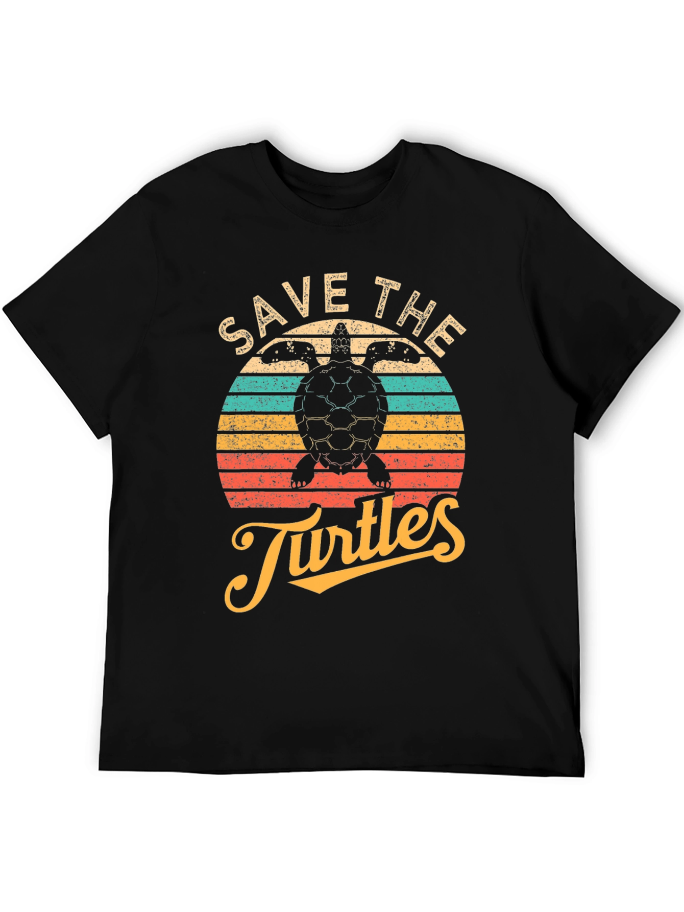 Black Save the Turtles Black Graphic T-Shirt view 5