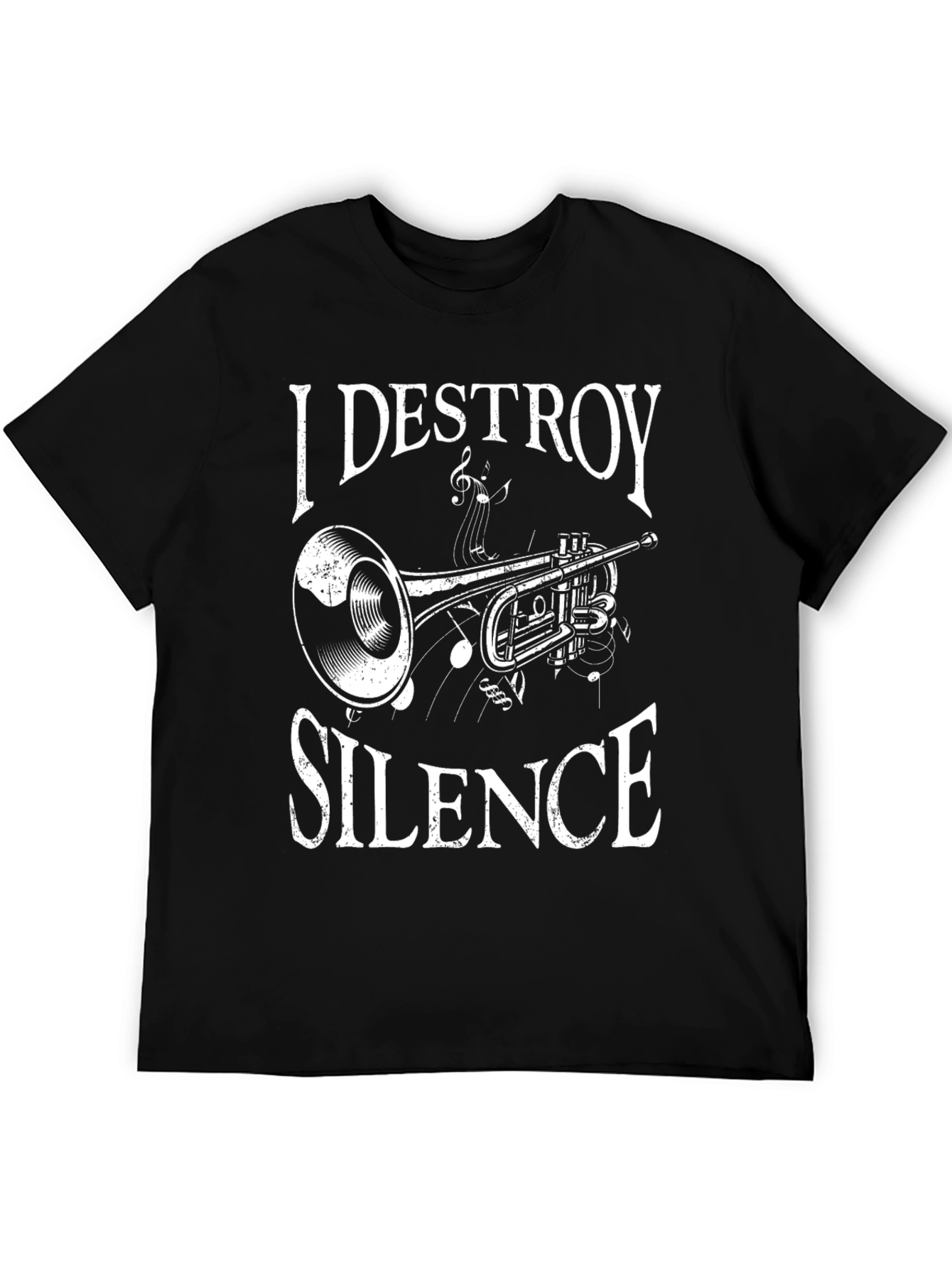 Black I DESTROY SILENCE Trumpet Graphic T-Shirt view 5