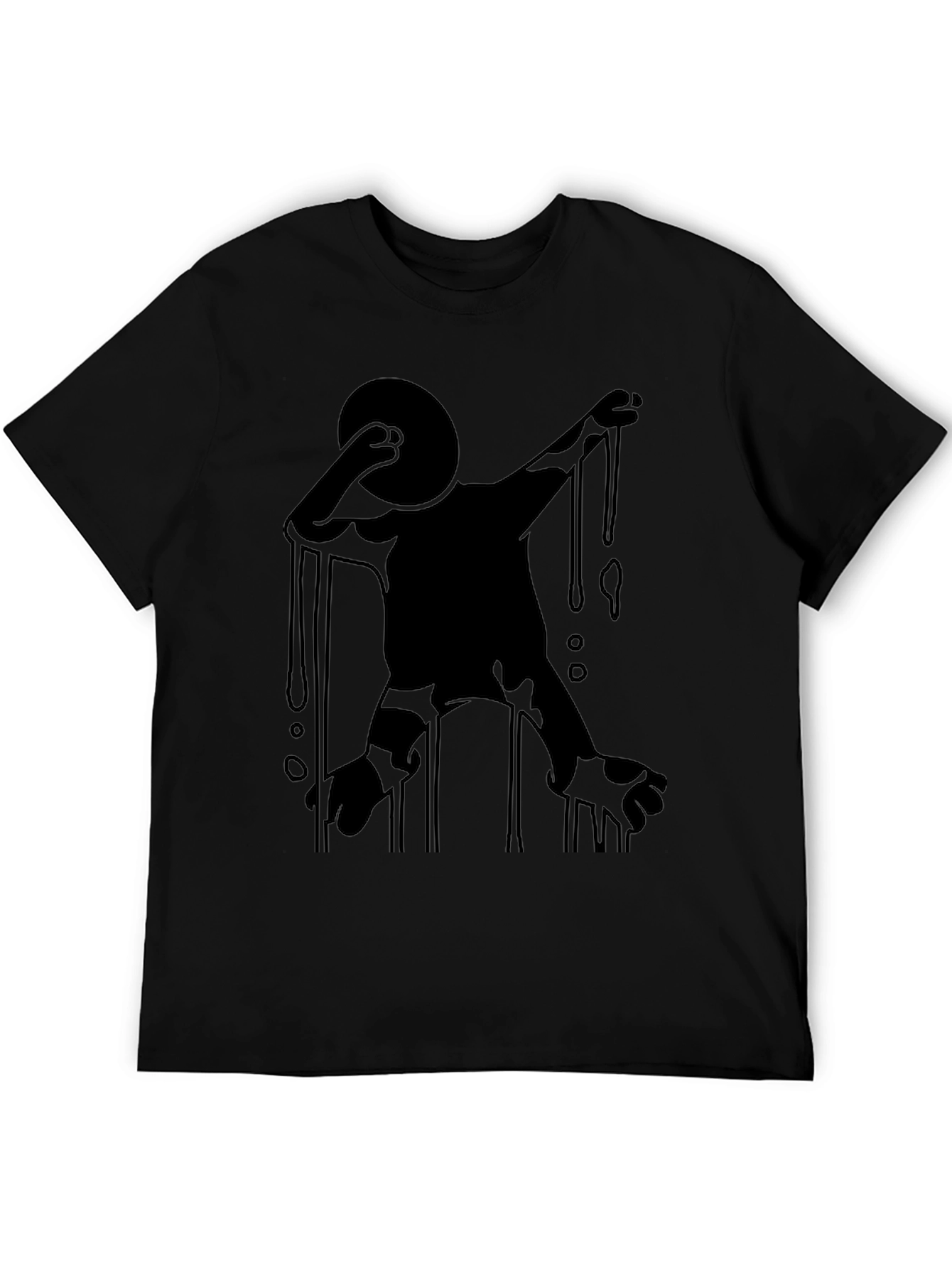 Black Abstract Dripping Figure Black Graphic Tee view 5
