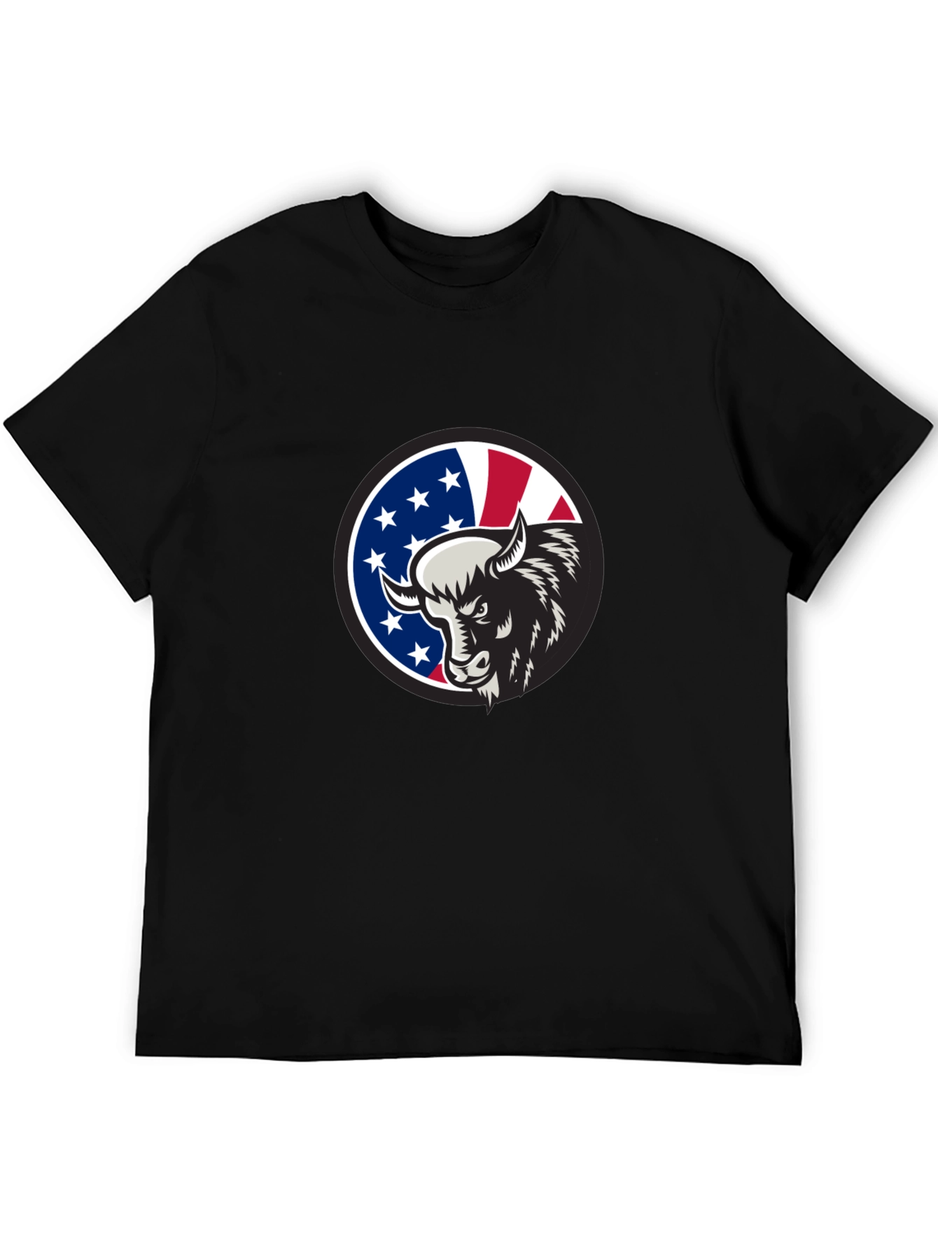 Black American Bison Graphic Tee - Black Cotton Blend view 5