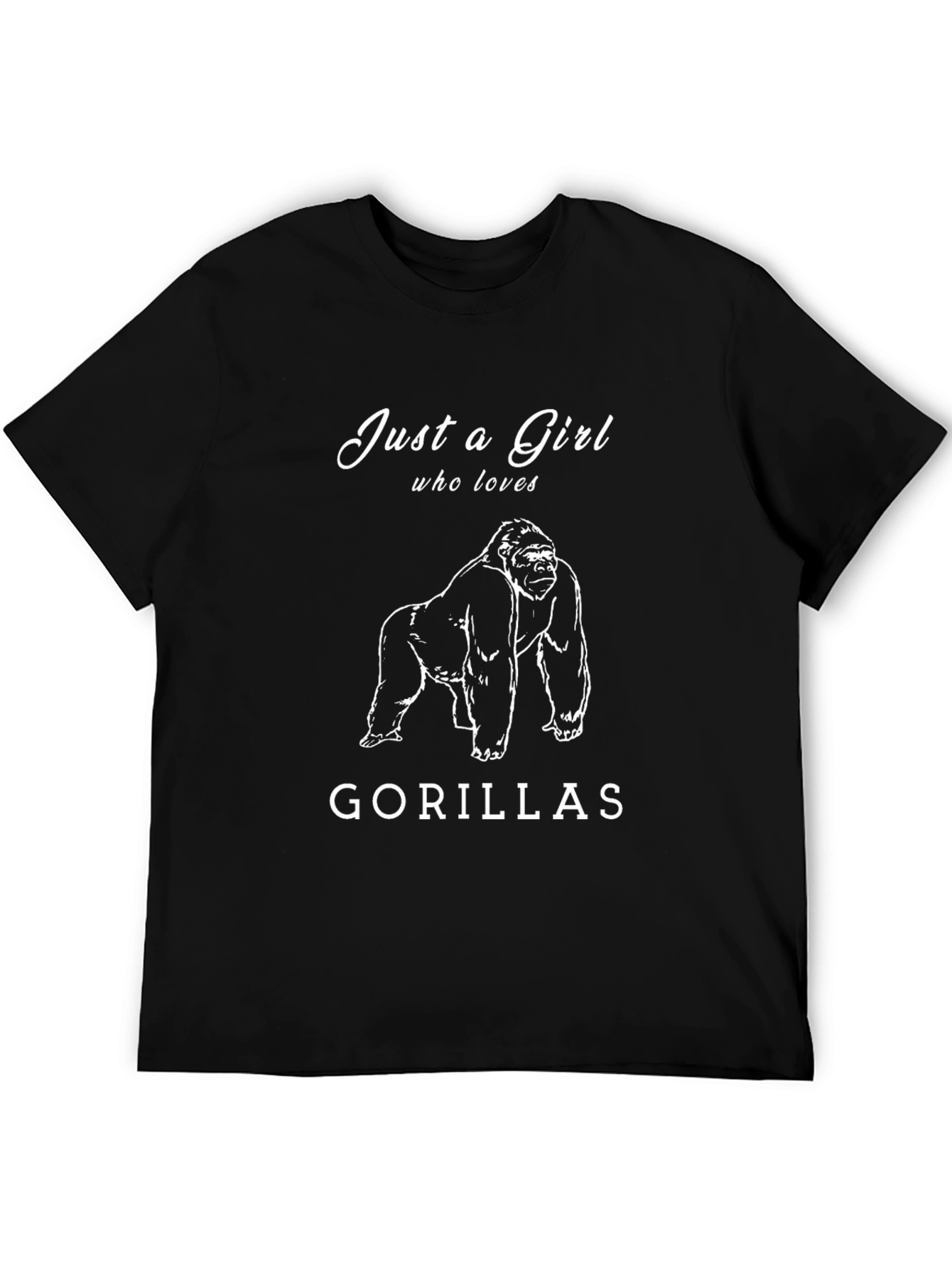 Black Just a Girl Who Loves Gorillas T-Shirt view 5