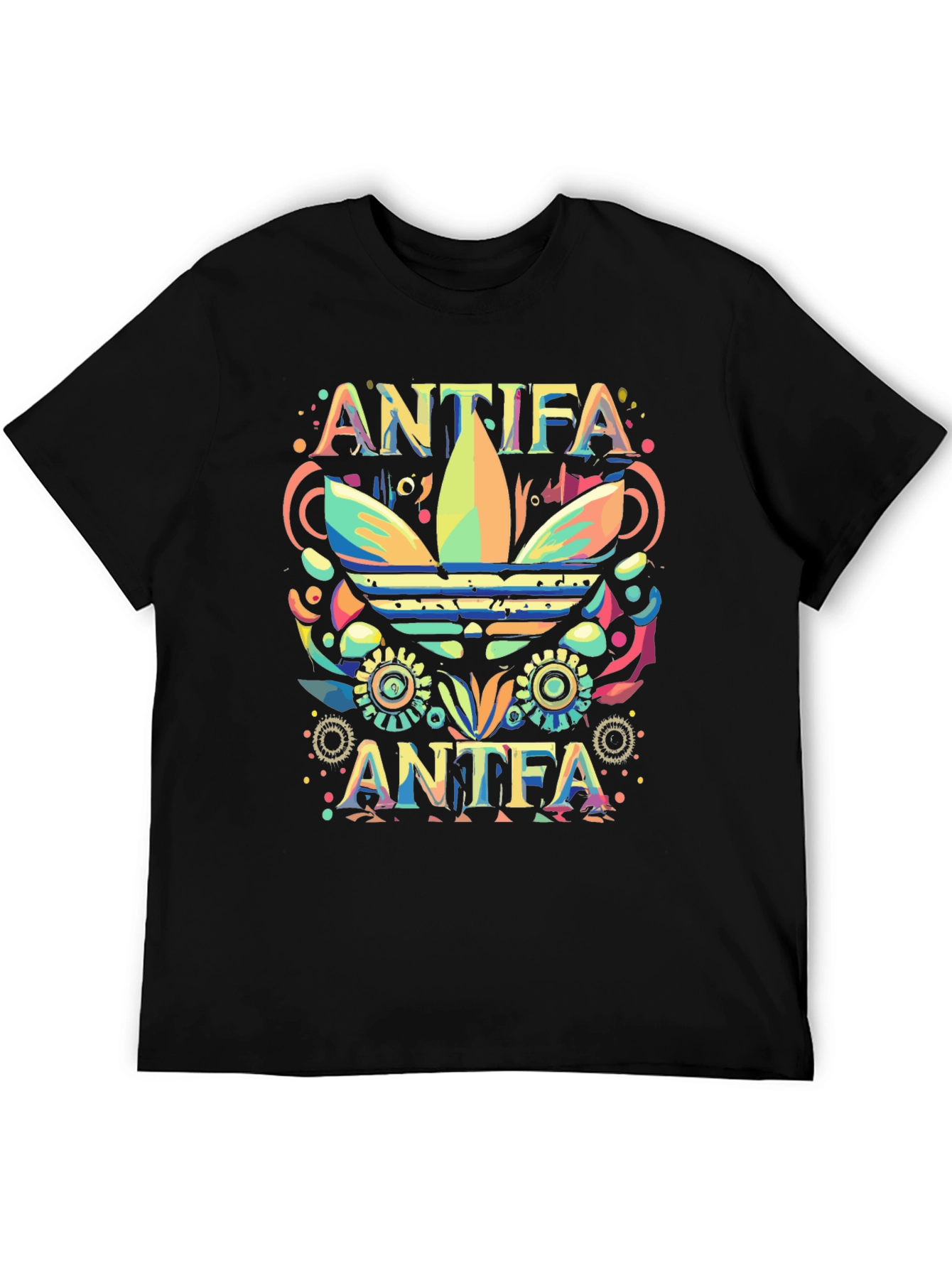 Black Antifa Adidas Inspired Graphic Tee - Unisex view 5