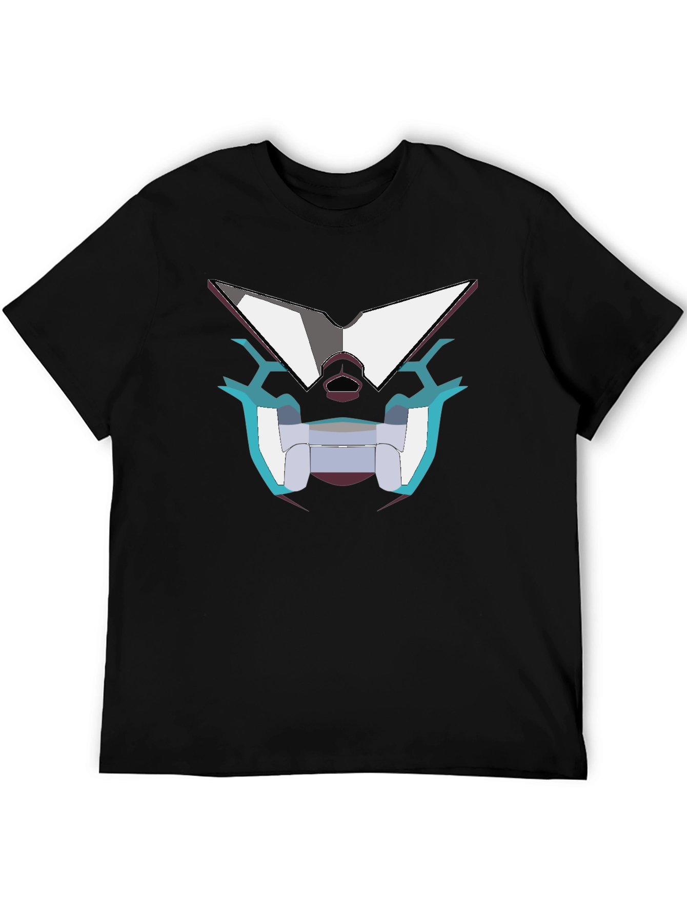 Black Geometric Robot Face Graphic Black T-Shirt view 5