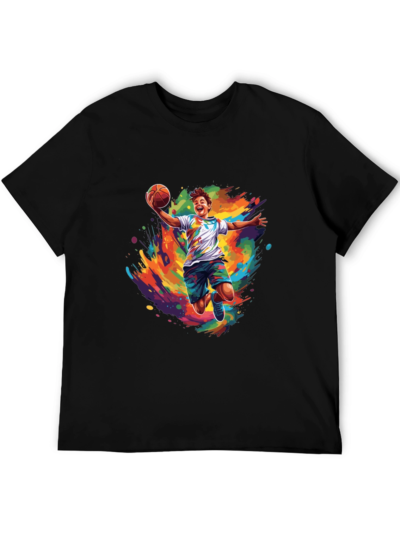 Black Basketball Splash Graphic Tee - Vibrant Design view 5