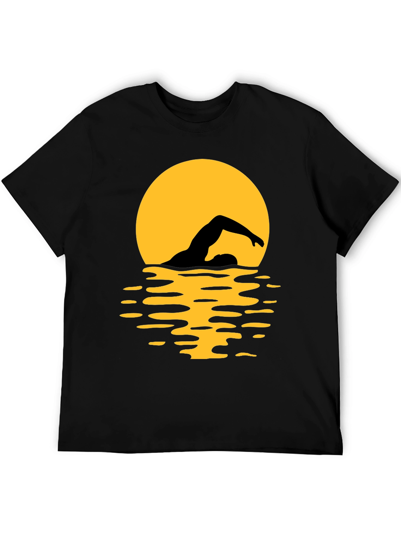 Black Swimmer Silhouette T-Shirt - Black Graphic Tee view 5