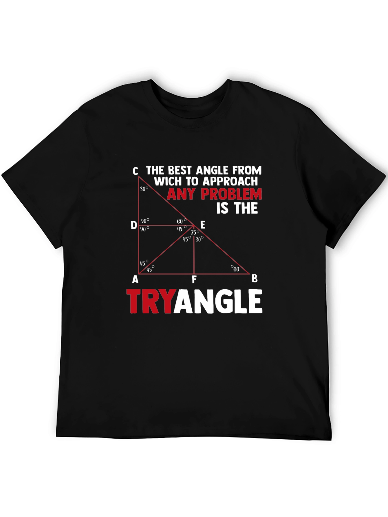 Black Tryangle Math Humor Graphic T-Shirt view 5