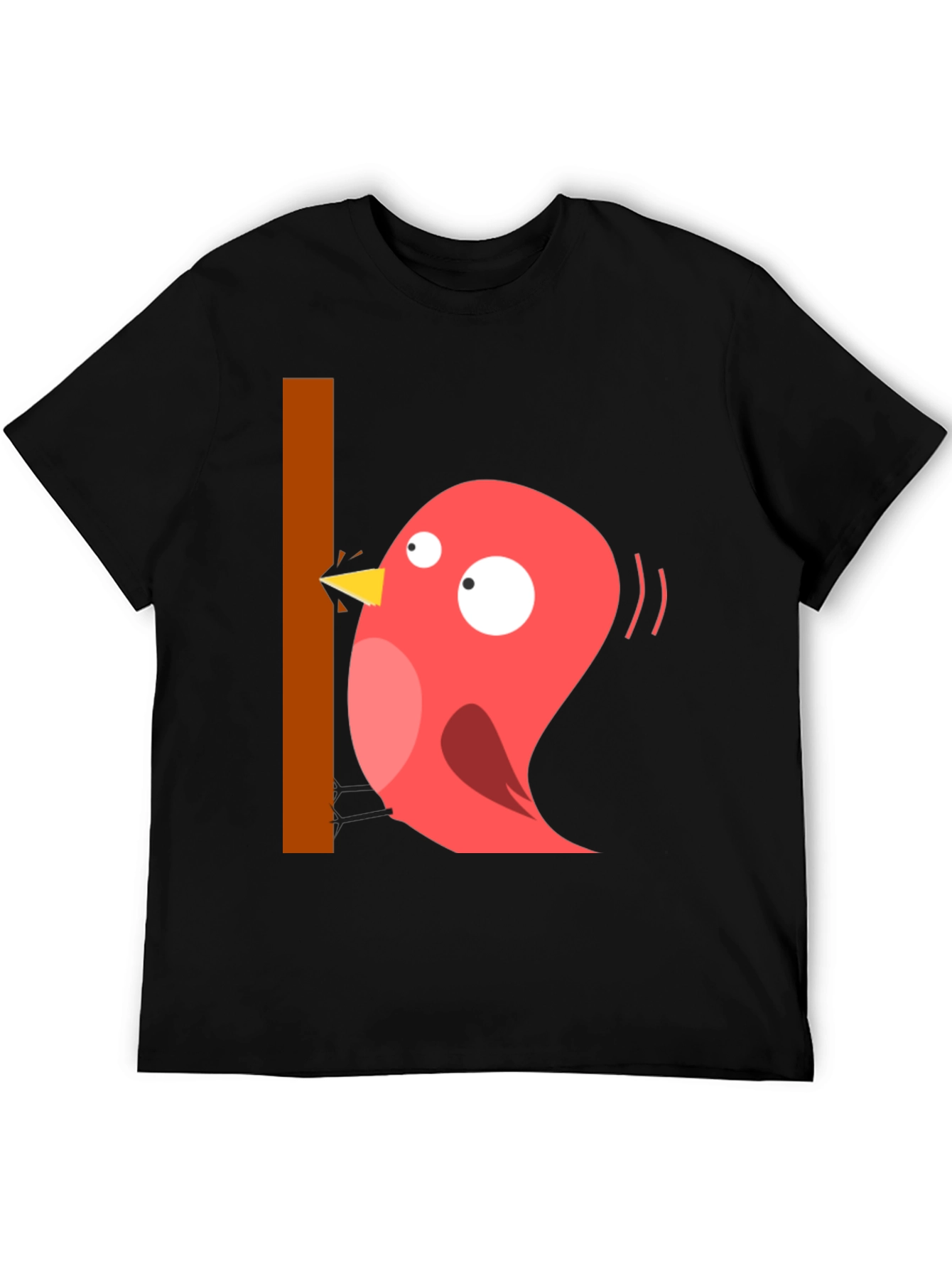 Black Funny Bird Graphic T-Shirt - Casual Black Tee view 5