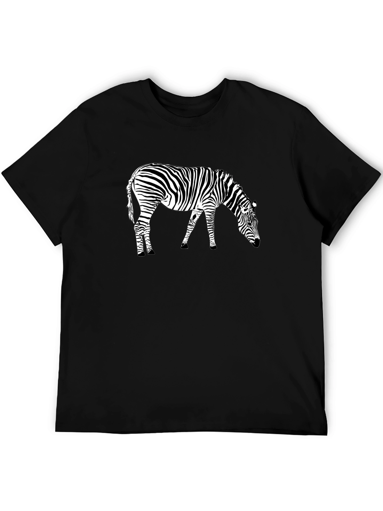 Black Zebra Print Black T-Shirt, Animal Graphic Tee view 5