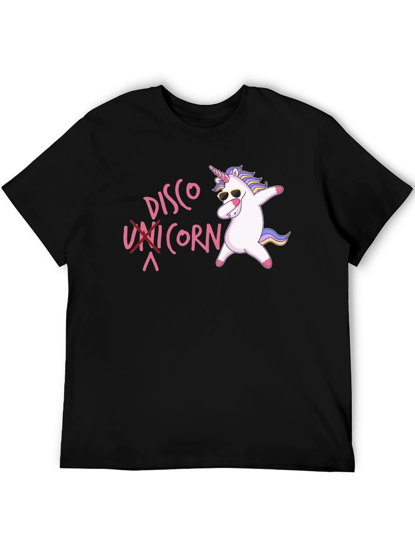 Black Disco Unicorn Graphic Black T-Shirt view 5
