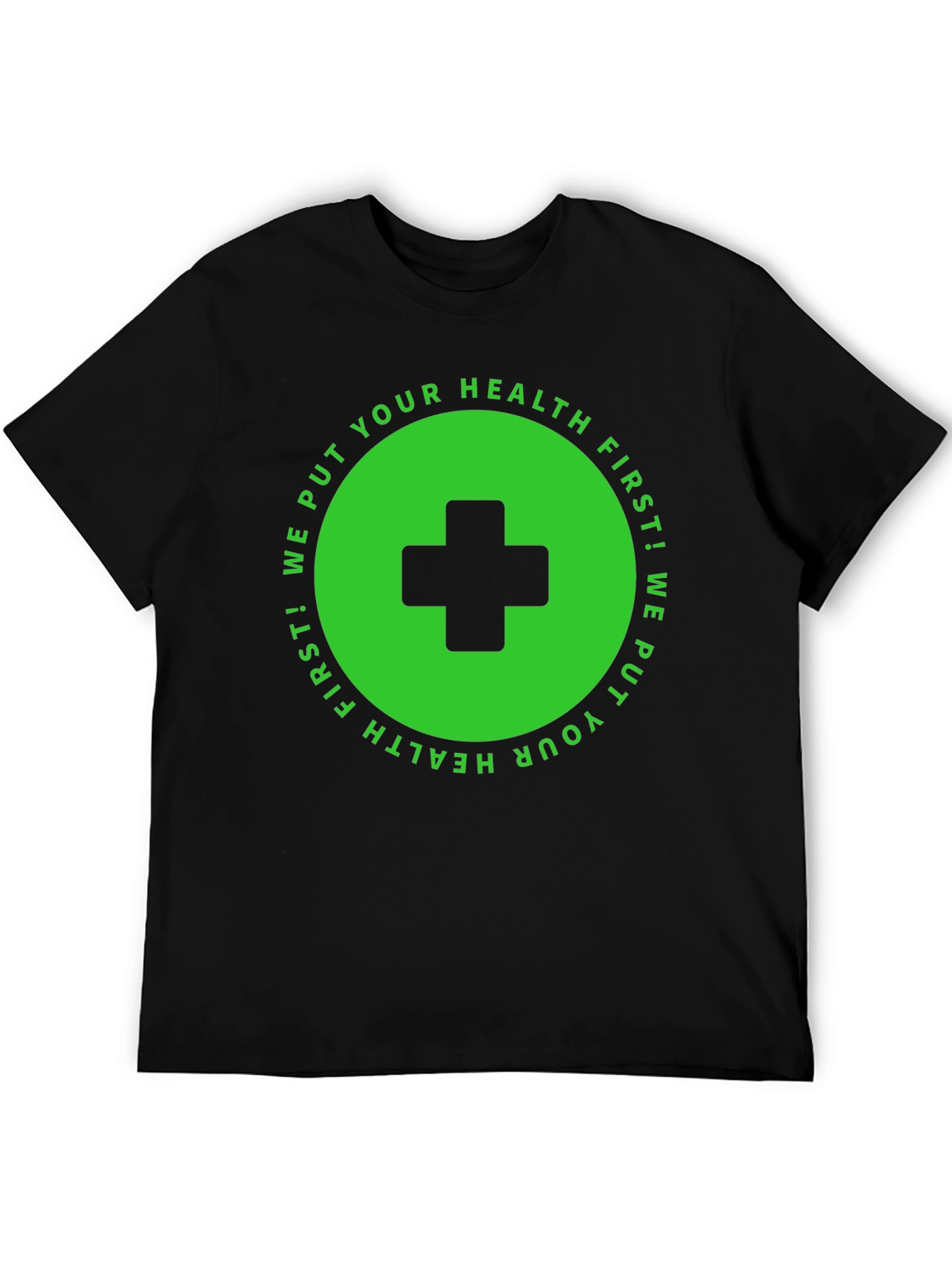 Black Health First T-Shirt: Black with Medical Cross Design view 5
