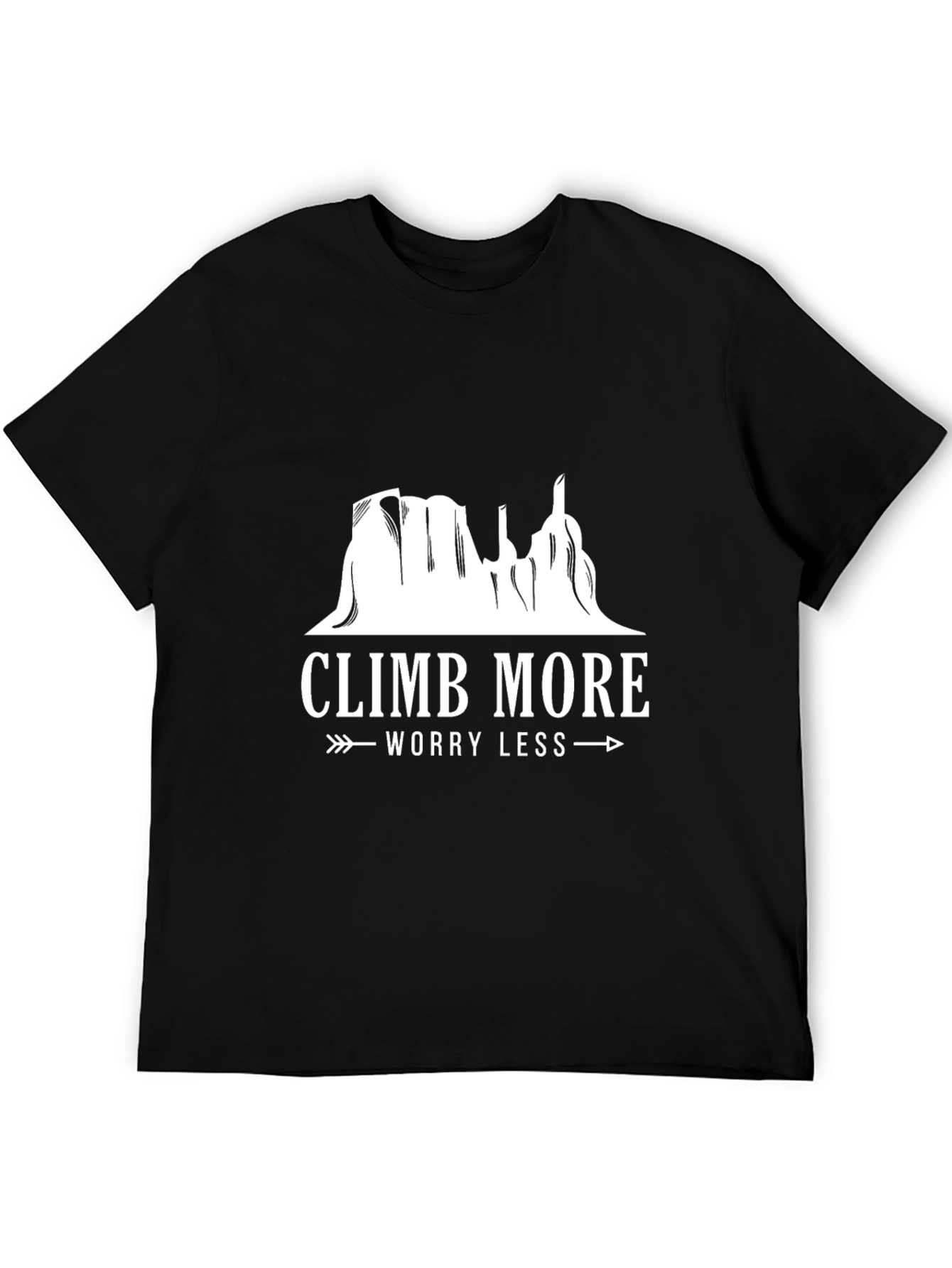 Black Climb More Worry Less Graphic Tee - Adventure T-Shirt view 5