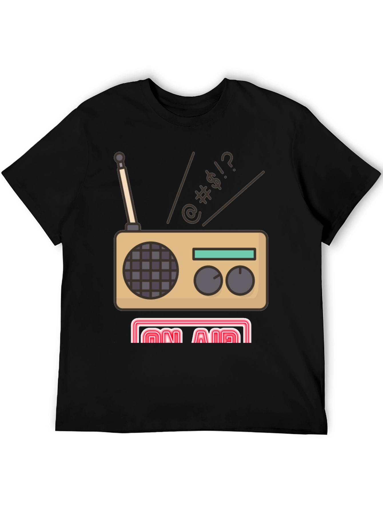 Black Retro Radio Cartoon Graphic Tee view 5