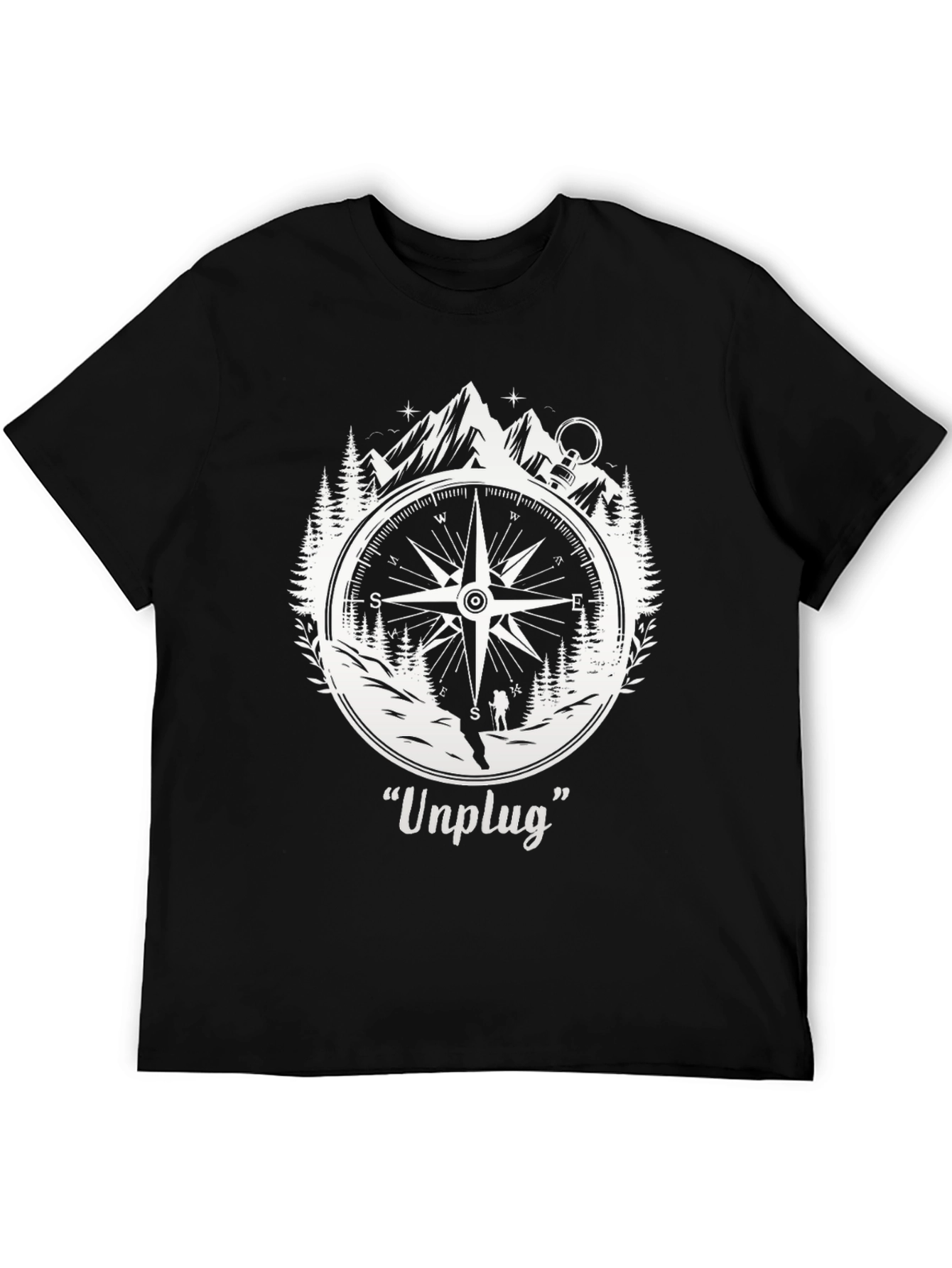 Black Unplug Compass Graphic Tee - Adventure Awaits view 5