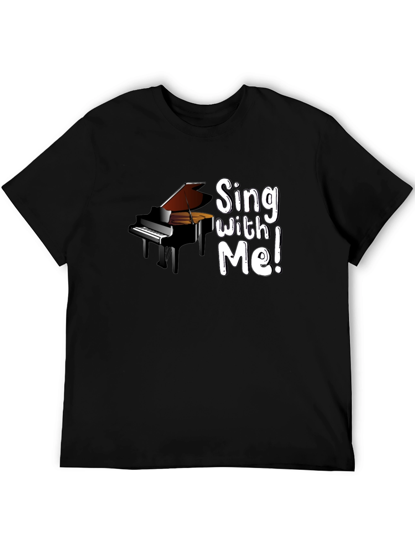 Sing With Me Piano Graphic Black T-Shirt - 5