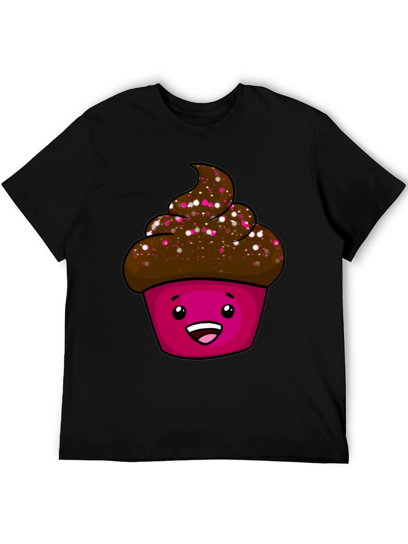 Black Cute Cupcake Graphic T-Shirt - Unisex Black Tee view 5
