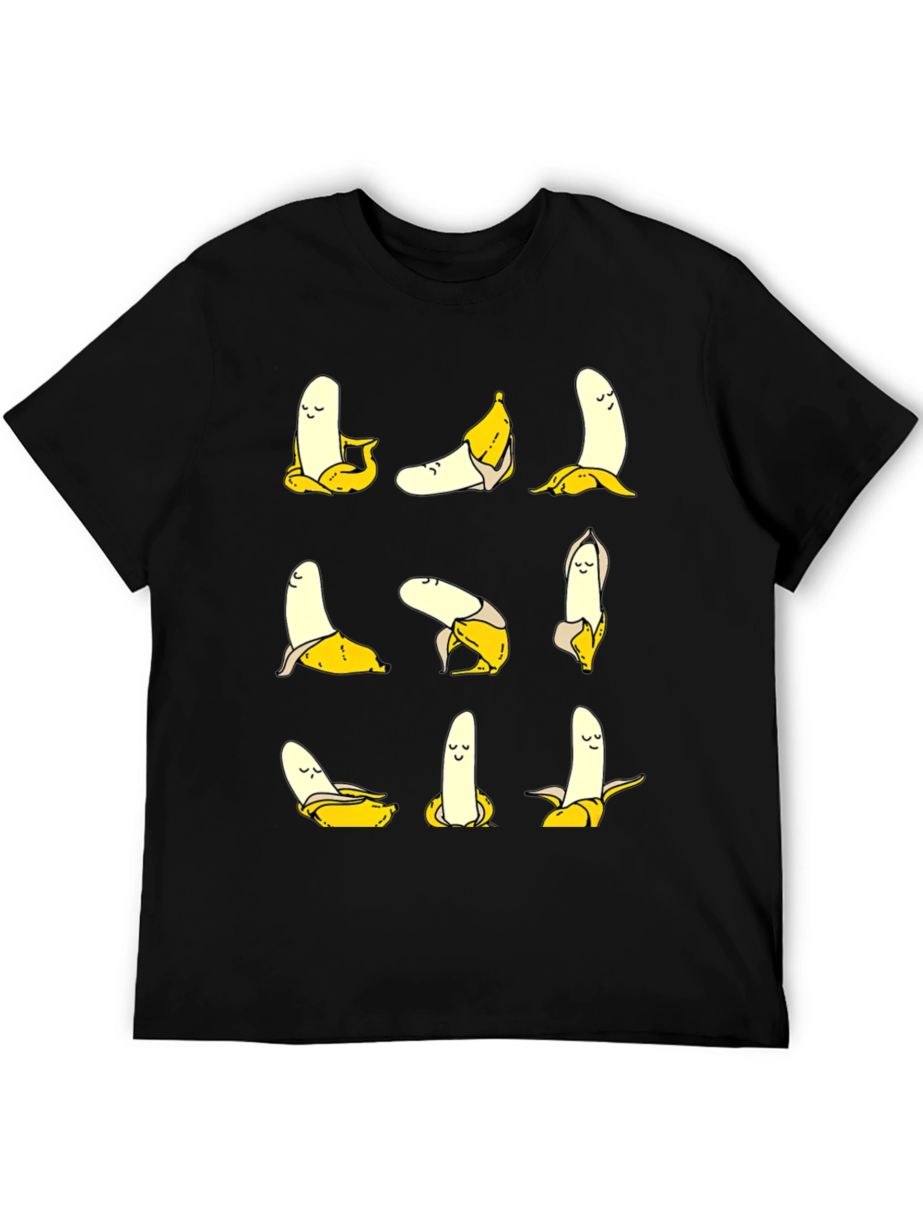 Black Funny Banana Yoga Pose Graphic Print T-Shirt view 5