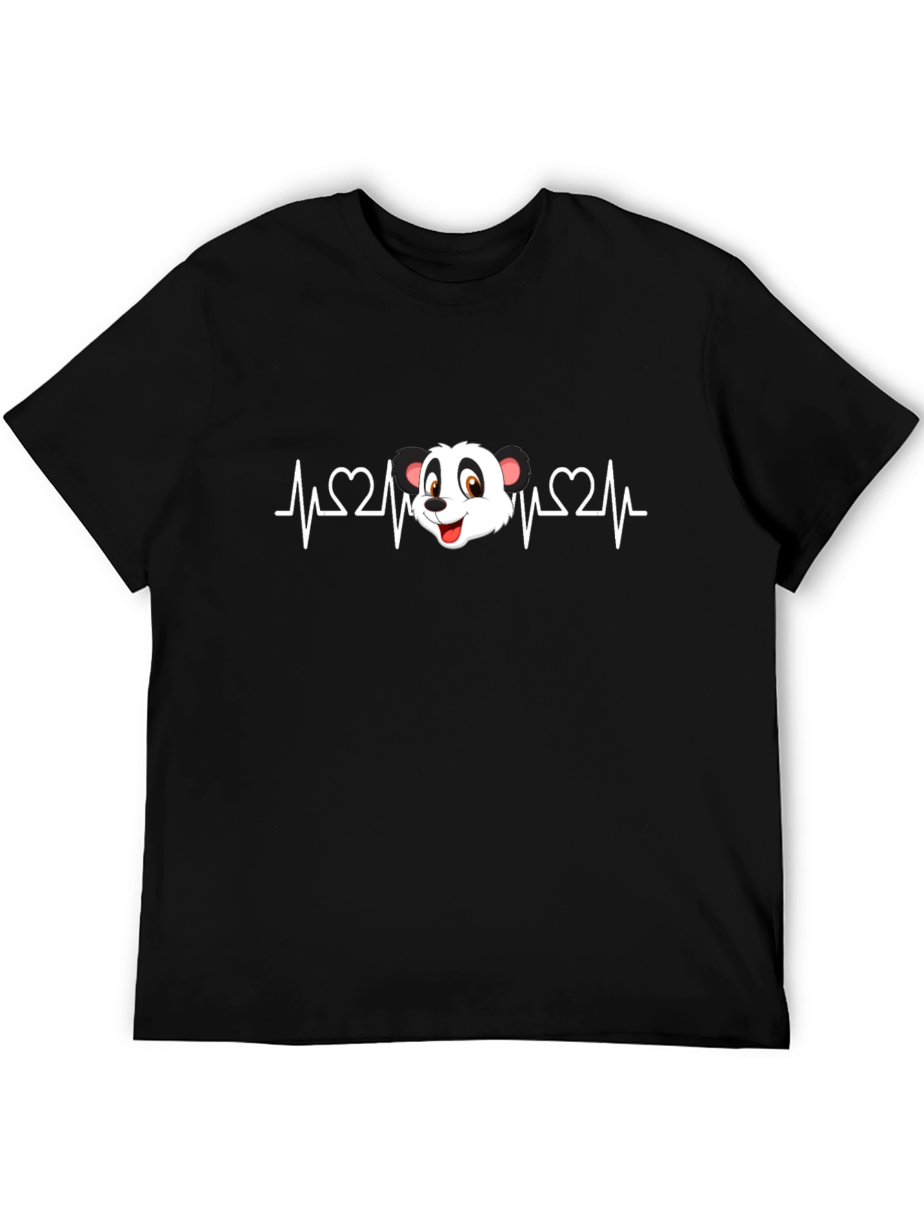 Black Panda Heartbeat Graphic T-Shirt - Black view 5