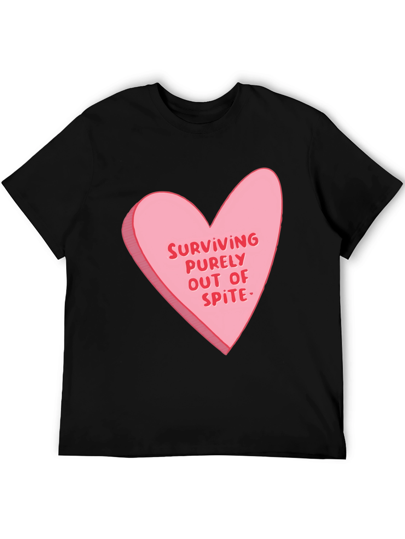 Black Surviving Out of Spite Valentine's Day Heart Graphic Tee view 5