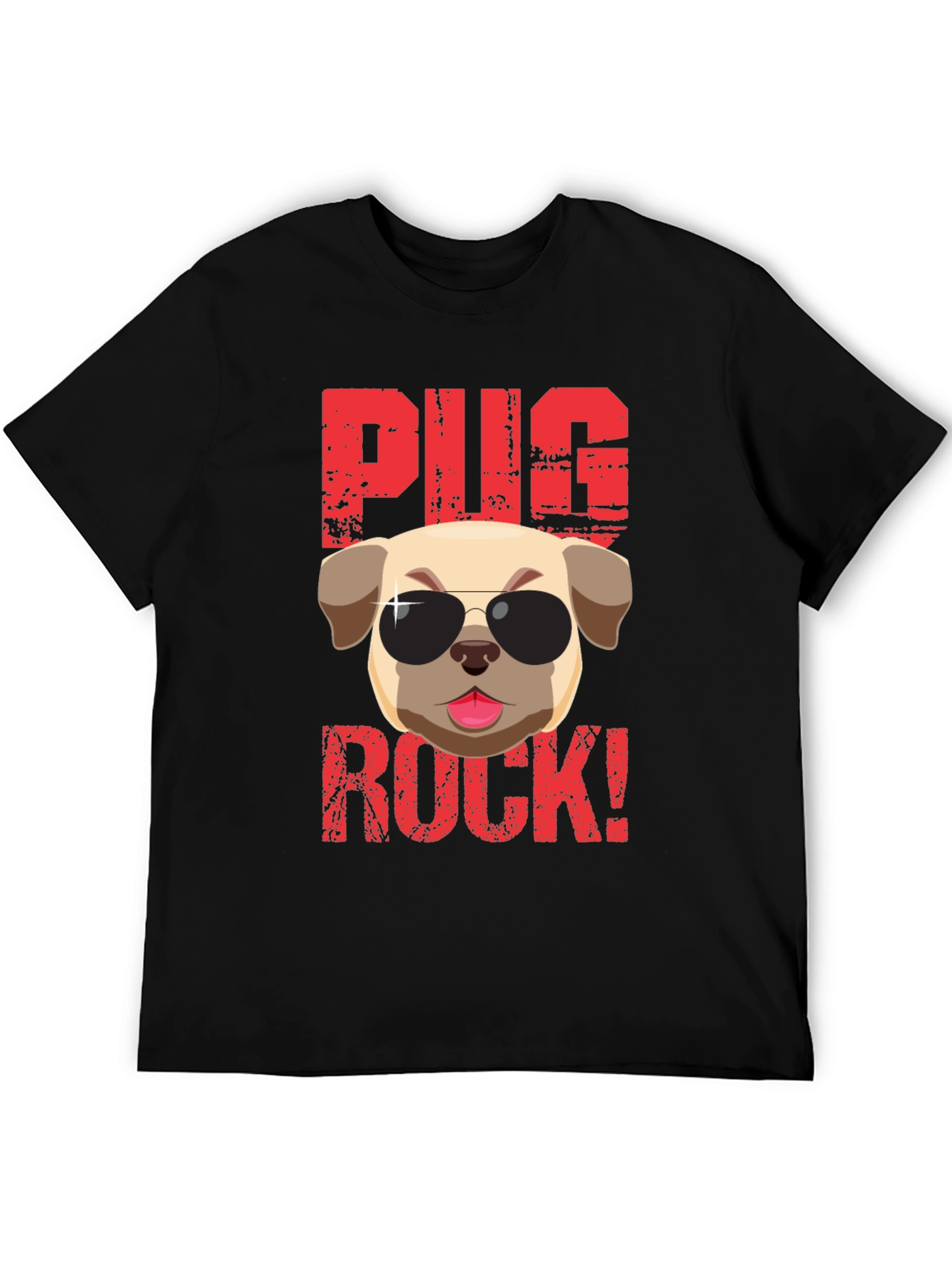 Black Pug Rock T-Shirt - Cool Dog Tee view 5