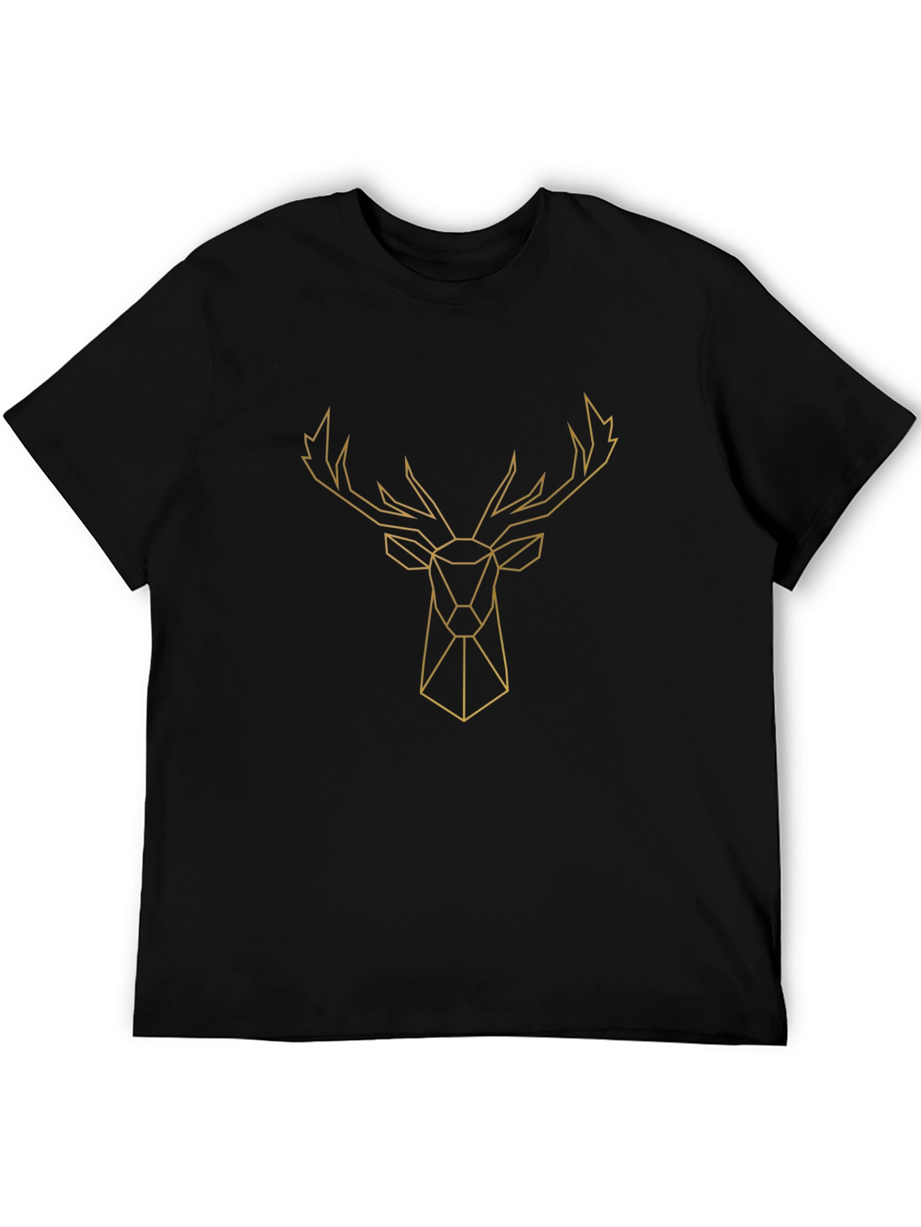 Black Geometric Deer Head Graphic Tee - Black view 5