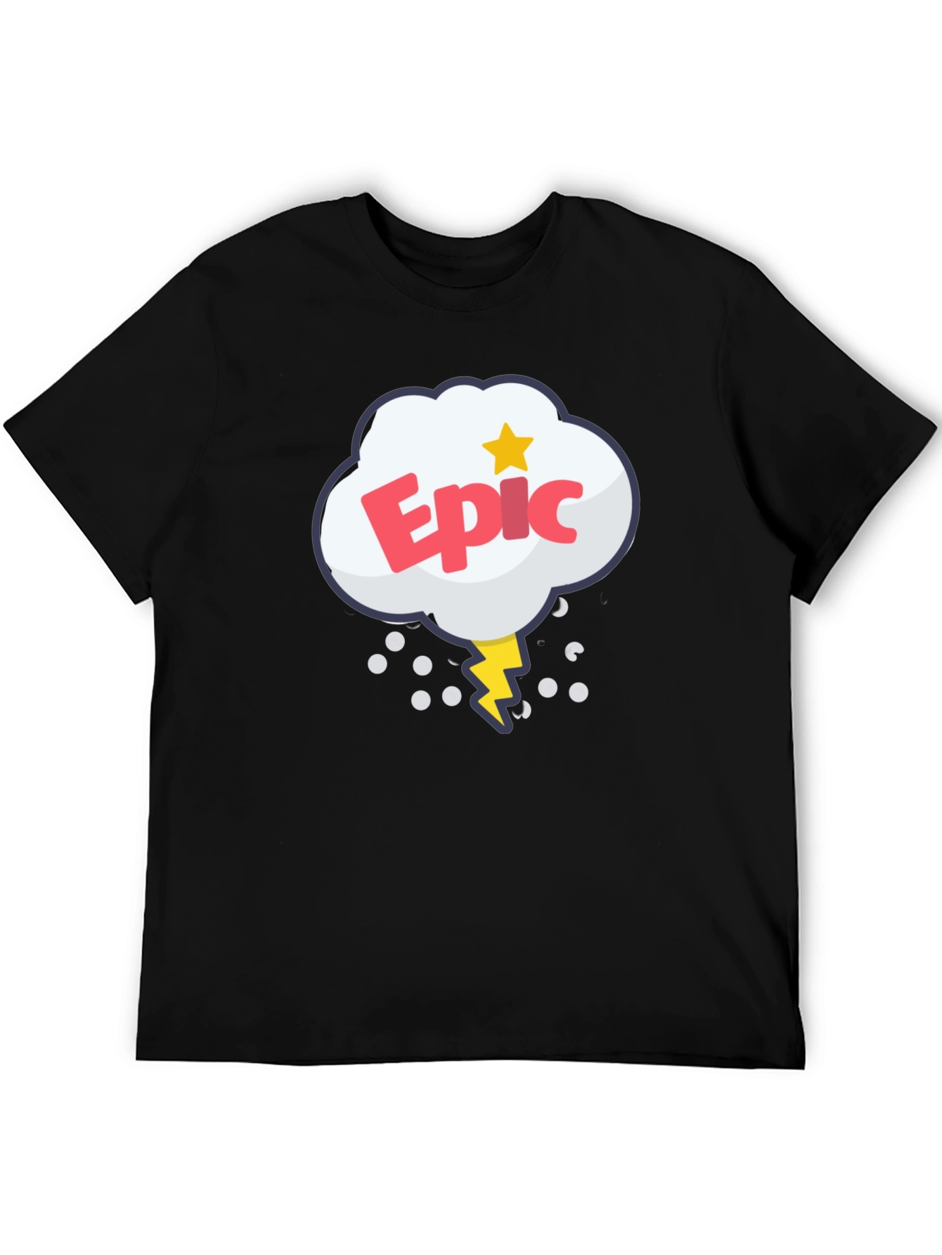 Black Epic Cartoon Style Graphic T-Shirt view 5