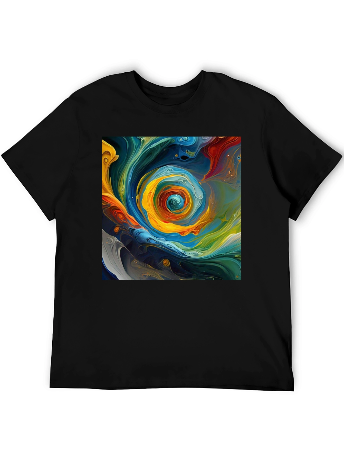 Black Abstract Swirl Art Tee - Bold & Unique Style view 5