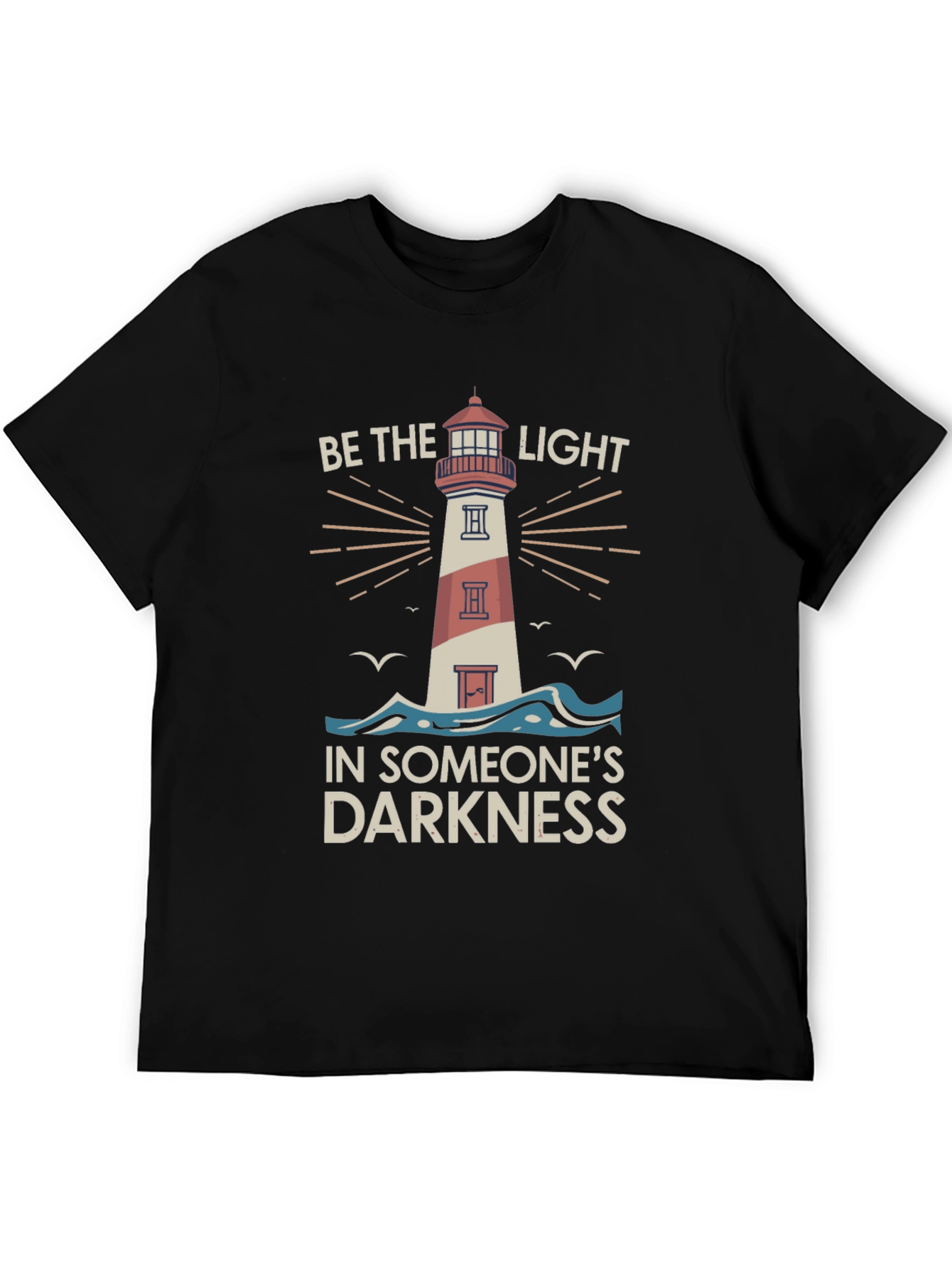 Black Be the Light Graphic Tee - Inspiring Lighthouse Design view 5