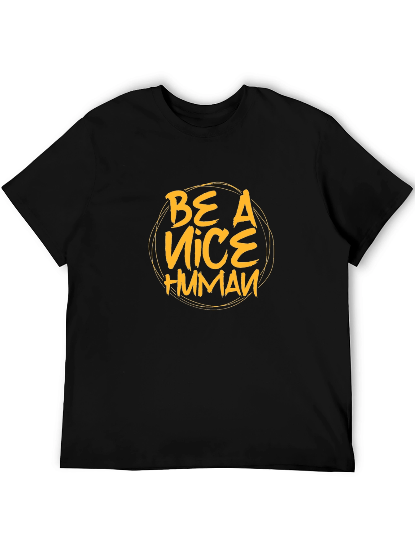 Black Be A Nice Human Graphic Tee - Unisex Black T-Shirt view 5