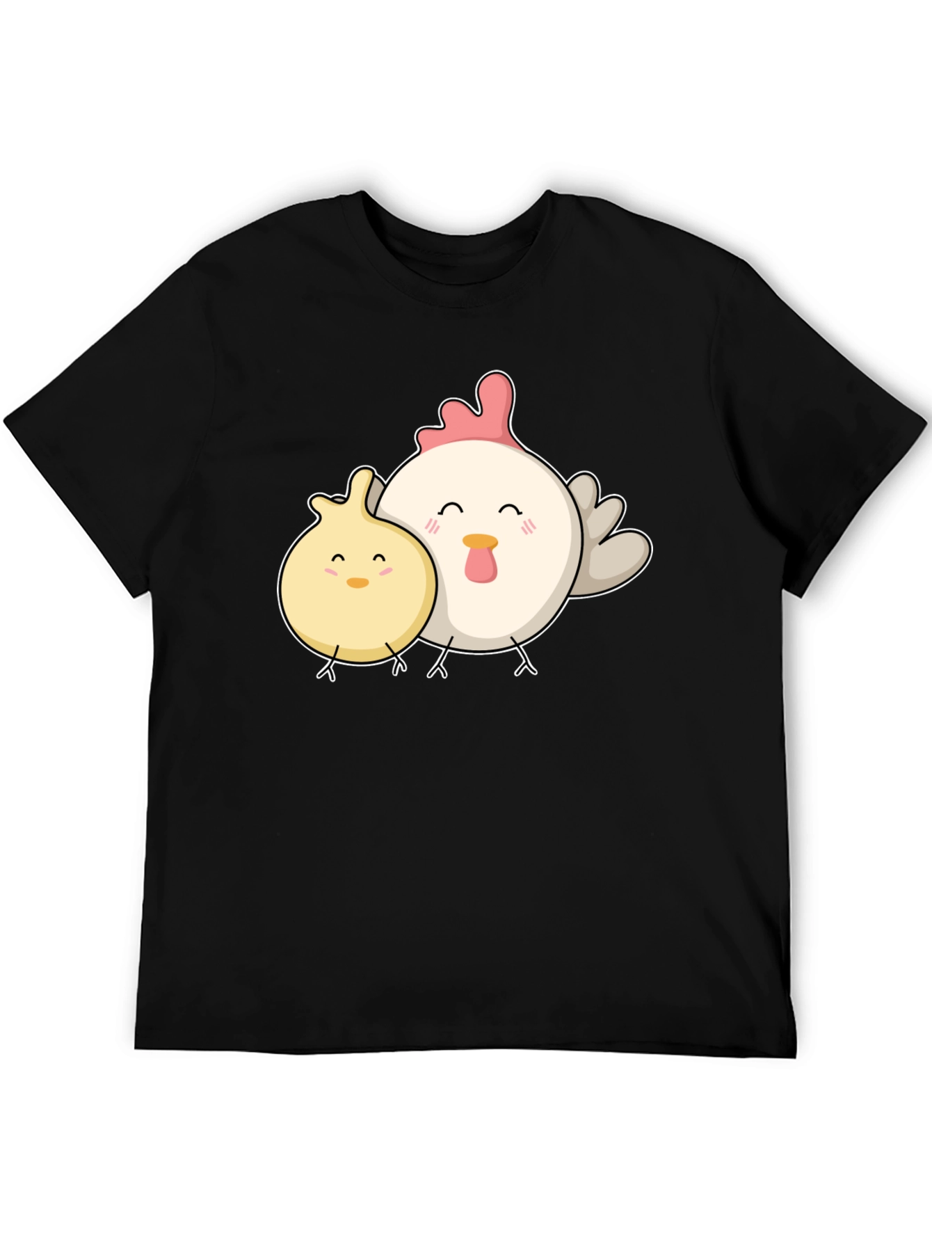 Black Cute Chicken & Chick Black T-Shirt view 5