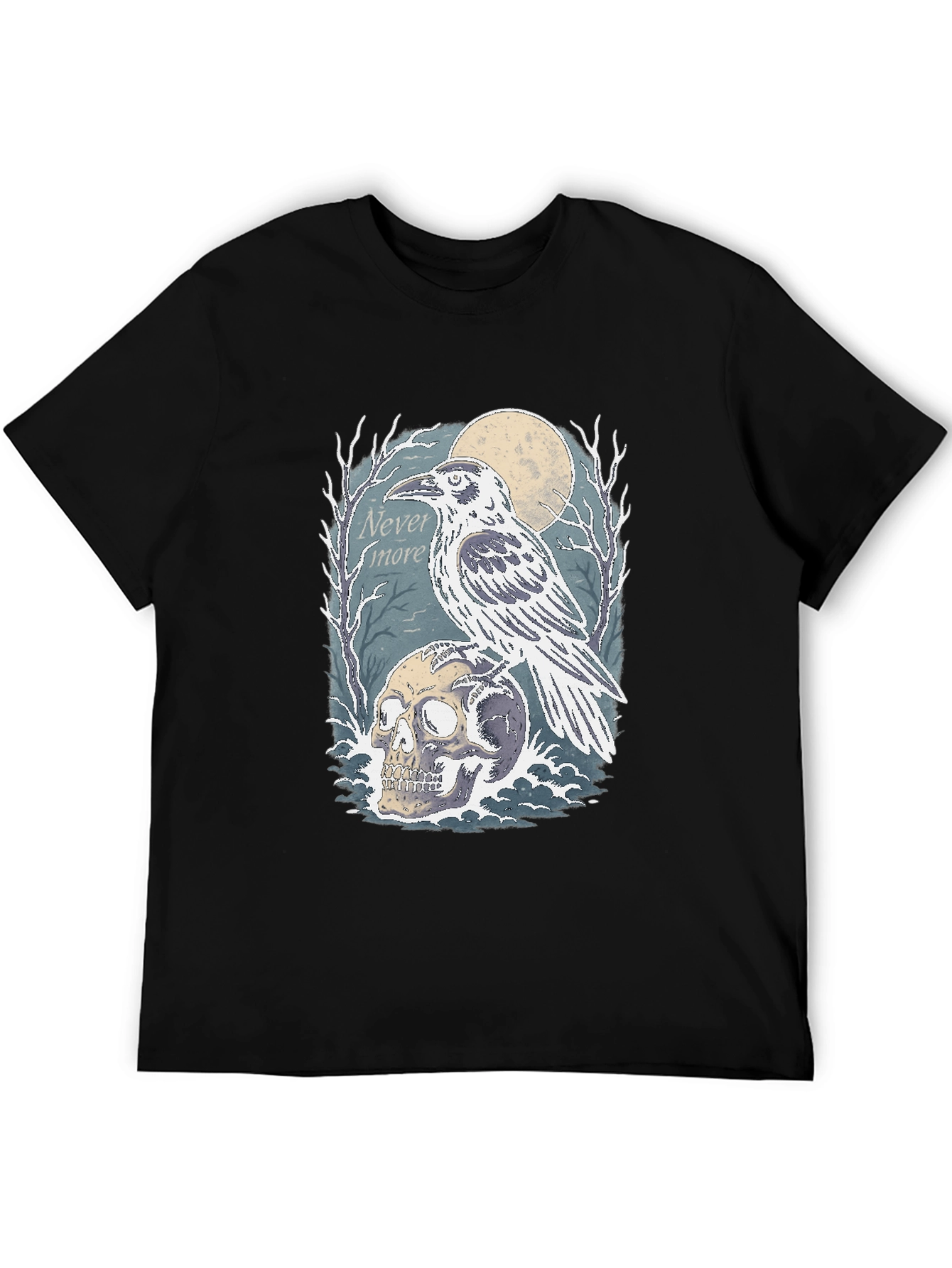 Black Raven Skull Graphic Tee - Nevermore Gothic Shirt view 5