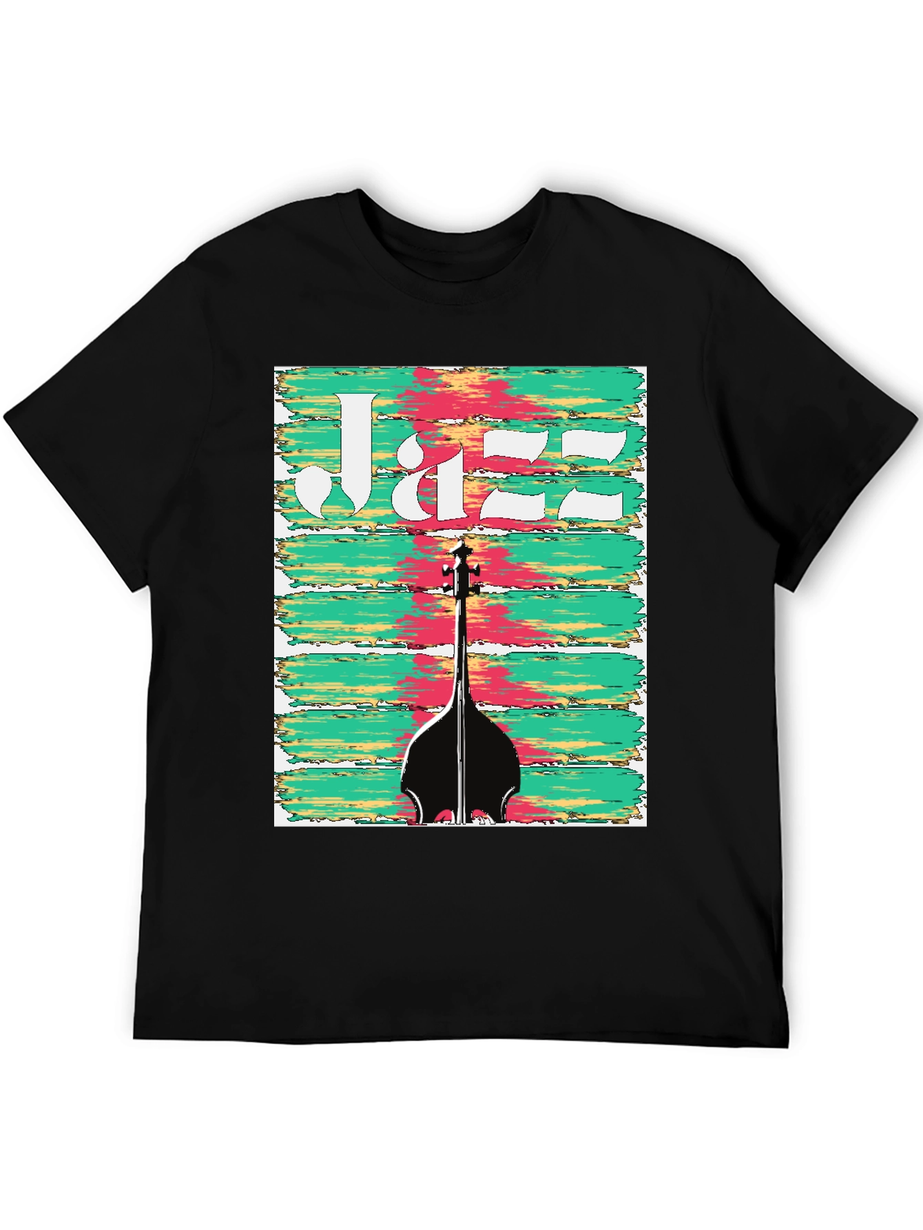 Black Jazz Bass Guitar Graphic Tee - Music Lover T-Shirt view 5