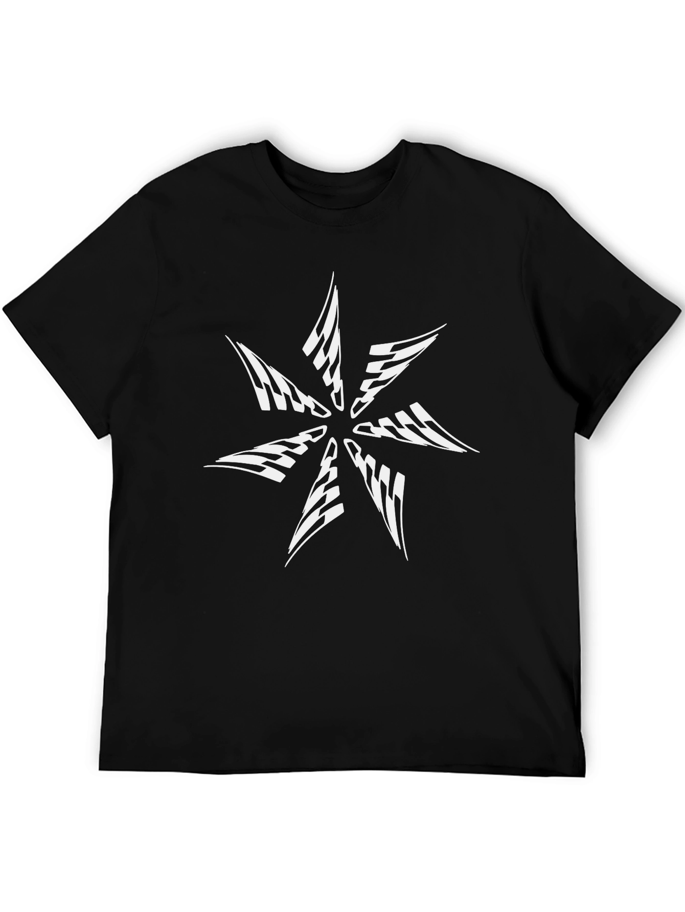 Black Stylish Black Tee with Abstract Starburst Design view 5