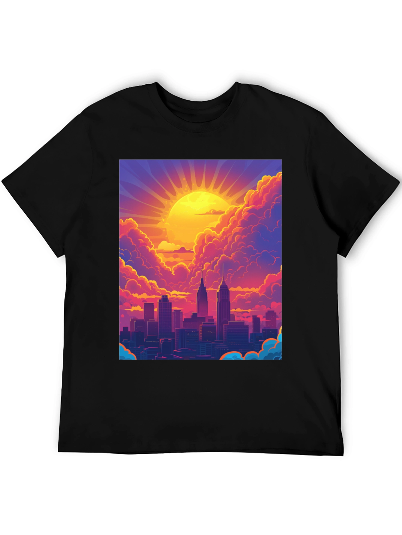 Black Sunset Cityscape Graphic Tee - Modern Style view 5