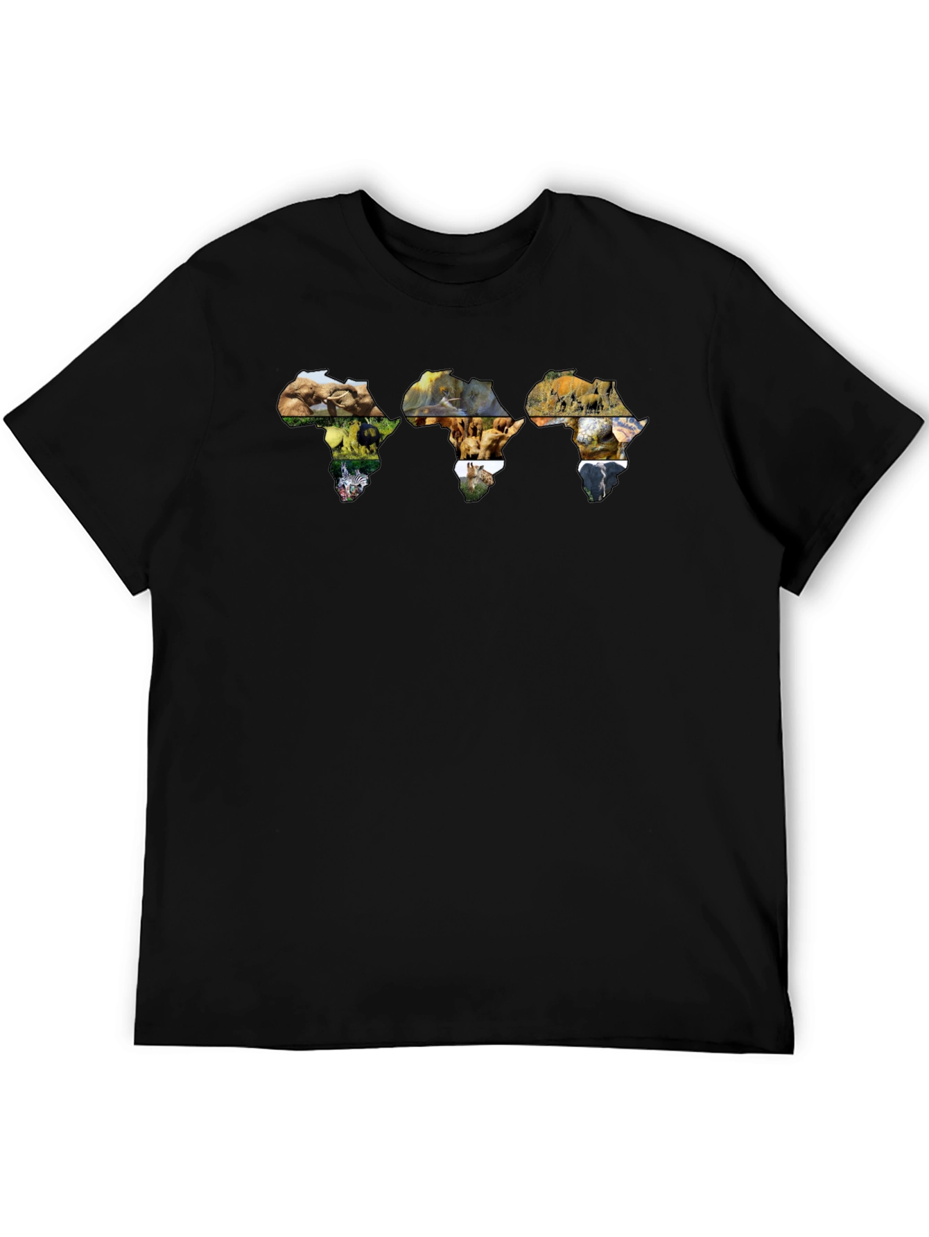 Black Africa Wildlife Print Black T-Shirt view 5