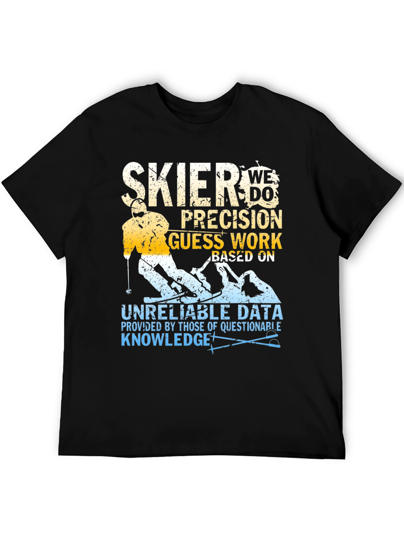 Black Funny Skier T-Shirt: Precision Guesswork Apparel view 5
