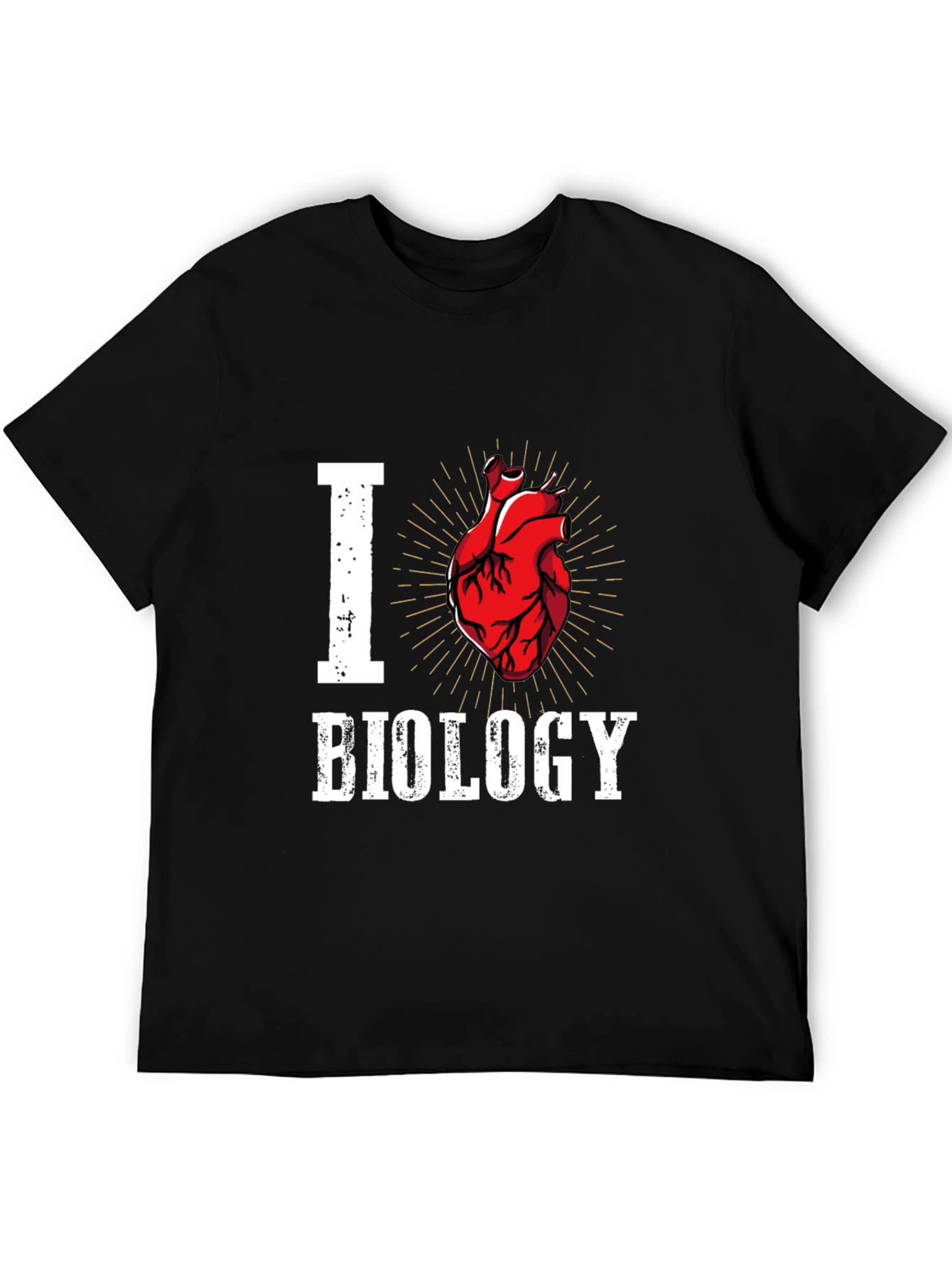 Black I Heart Biology T-Shirt - Anatomical Heart Design view 5