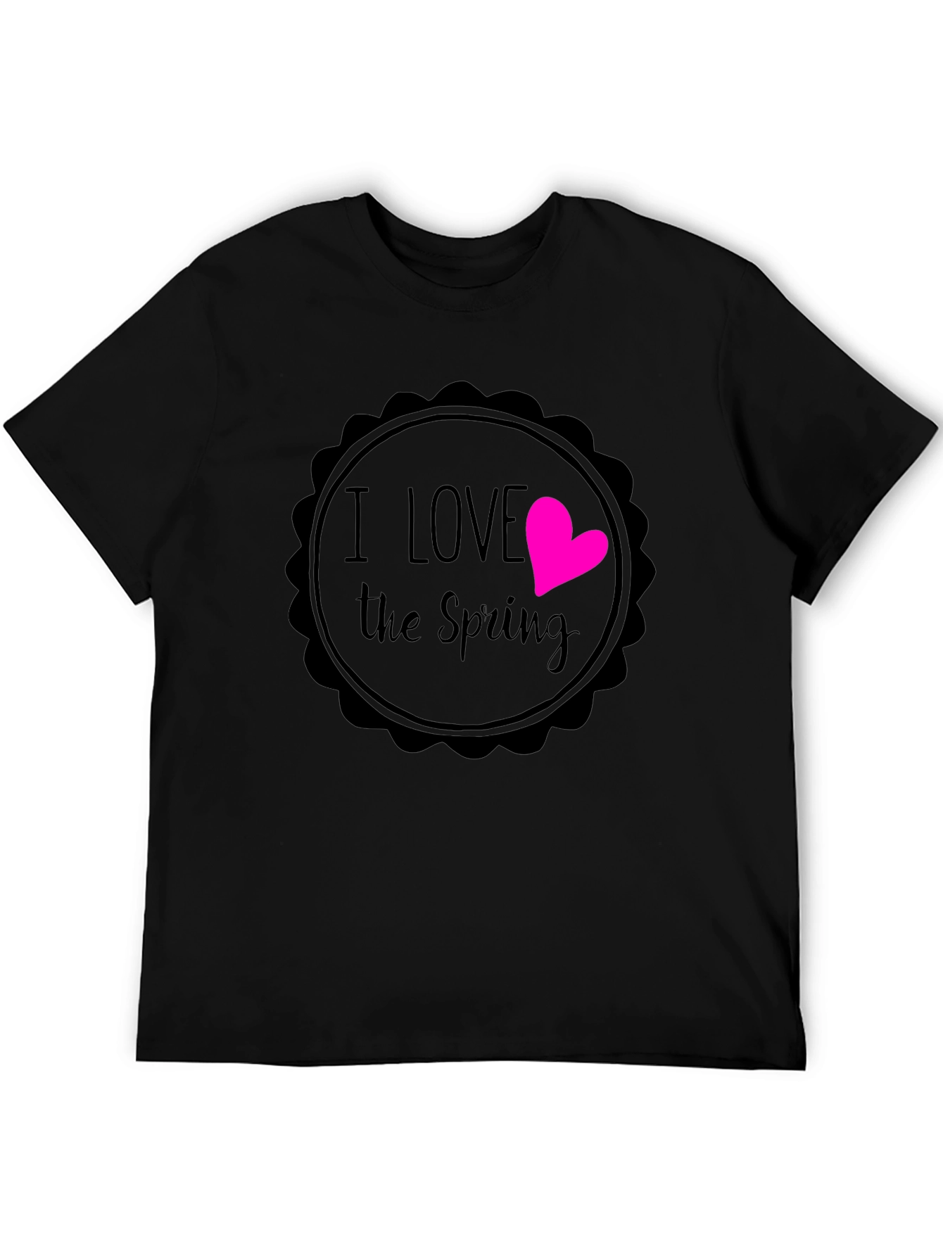 Black I Love the Spring Black Graphic T-Shirt view 5