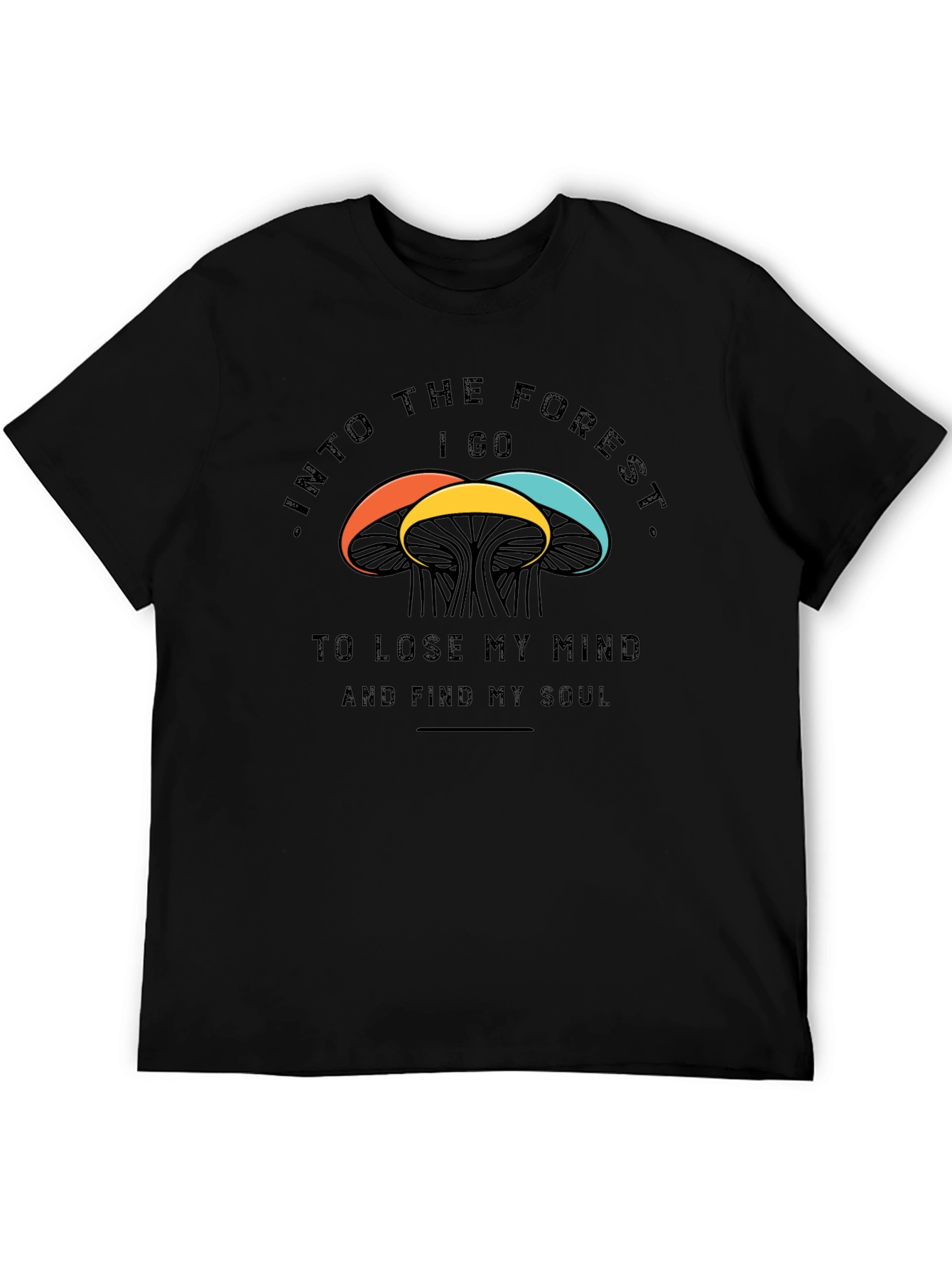 Black Into the Forest Mushroom T-Shirt view 5