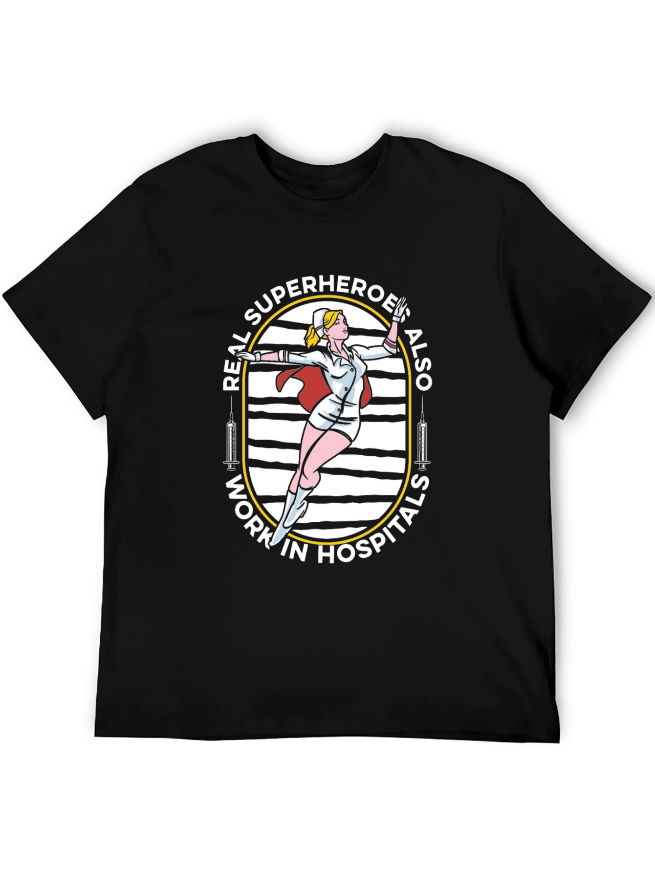 Black Superhero Nurse Black Graphic Tee view 5