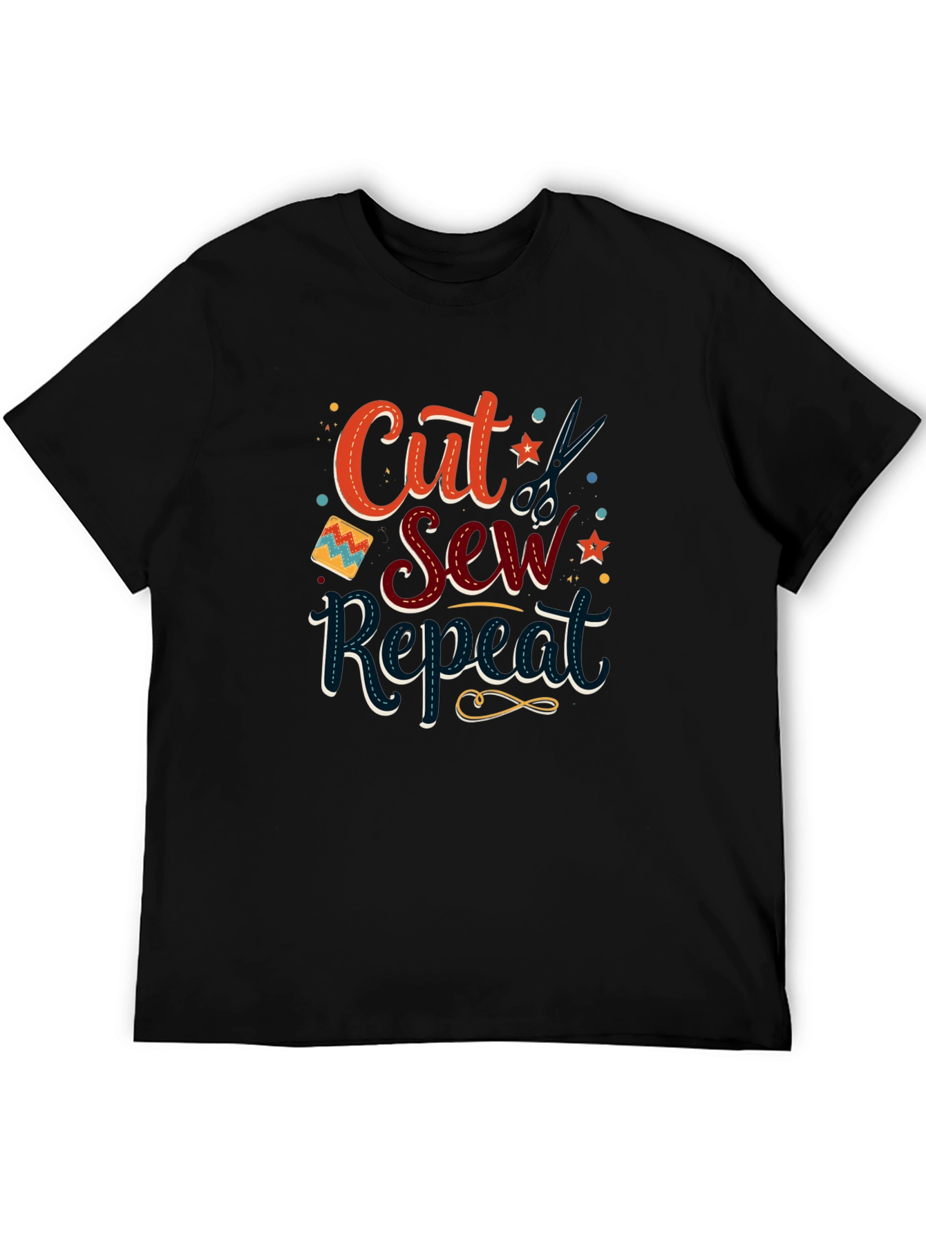 Black Cut, Sew, Repeat Black T-Shirt - Sewing Lover Gift view 5