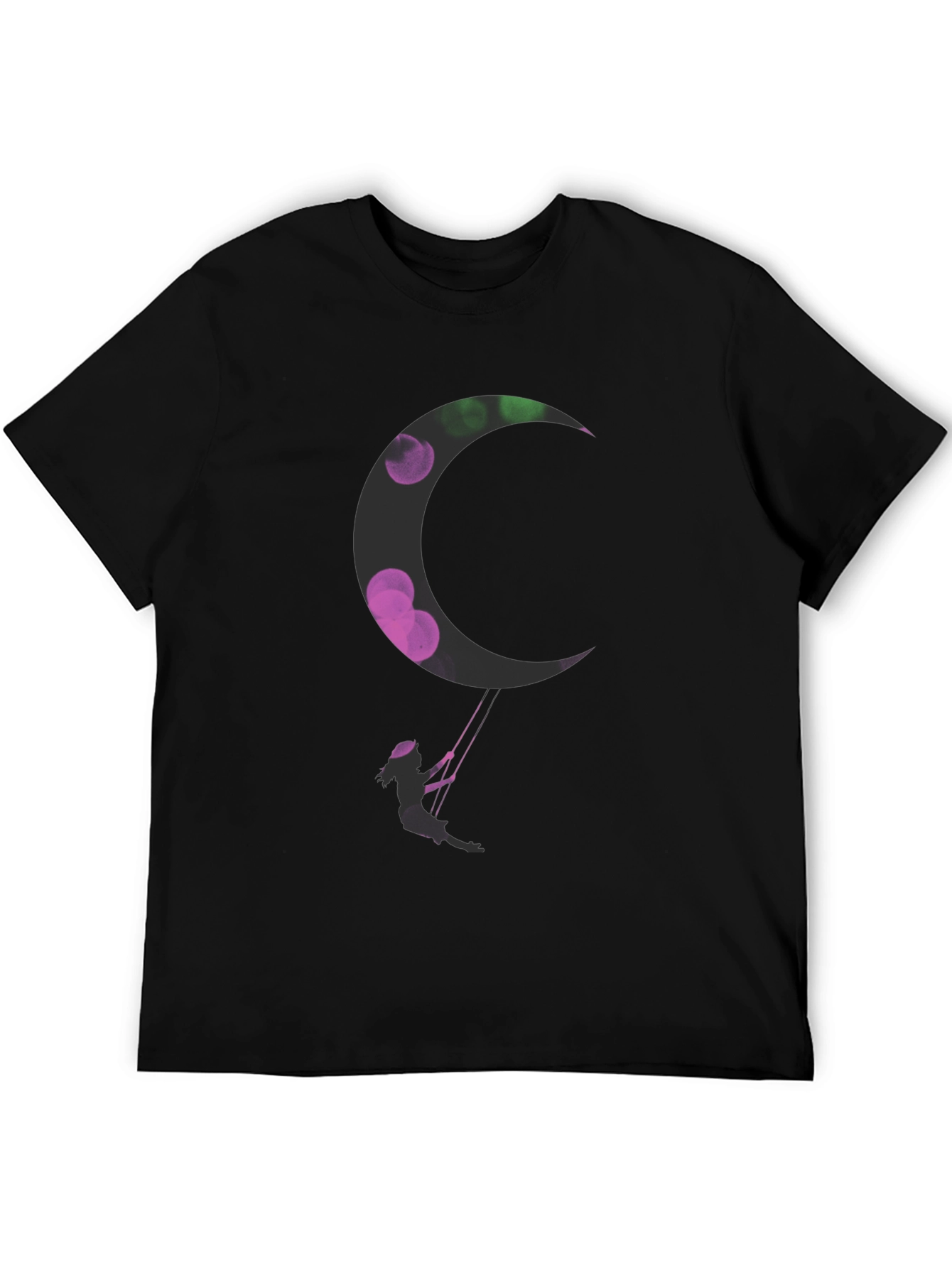 Black Silhouette Swing Moon Graphic Tee view 5