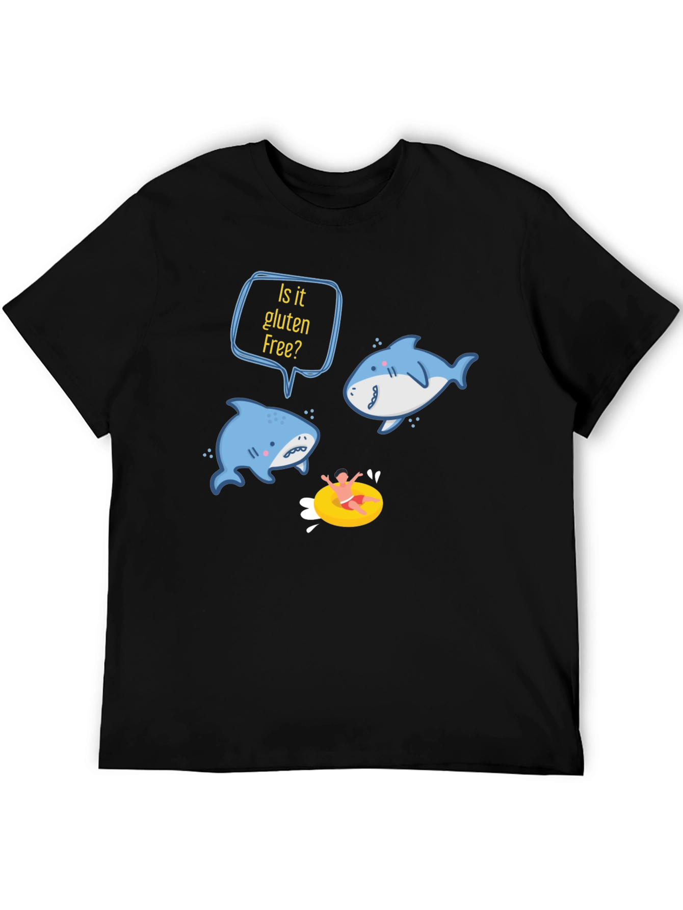Black Is it Gluten Free Shark T-Shirt view 5