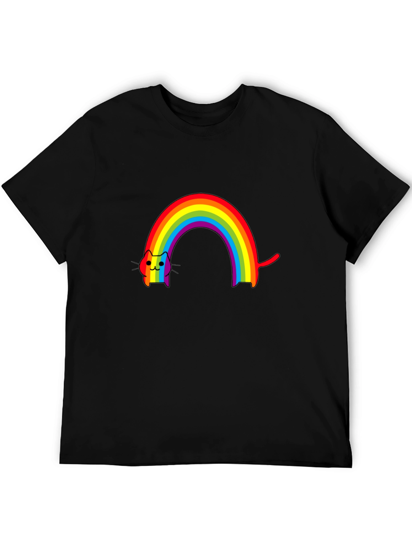 Black Rainbow Cat T-Shirt - Fun Graphic Tee view 5
