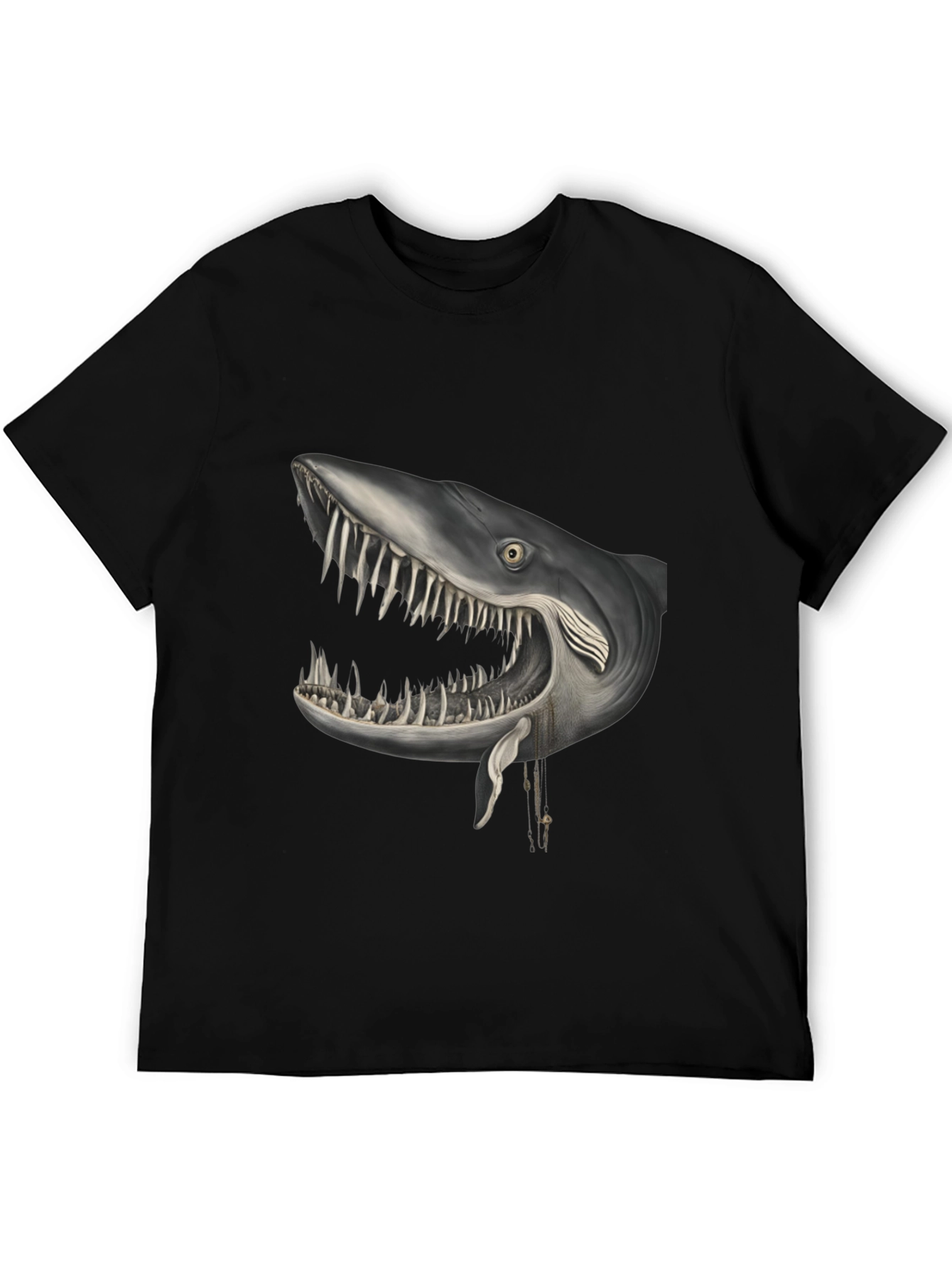 Black Shark Head Graphic Print Crew Neck T-Shirt view 5