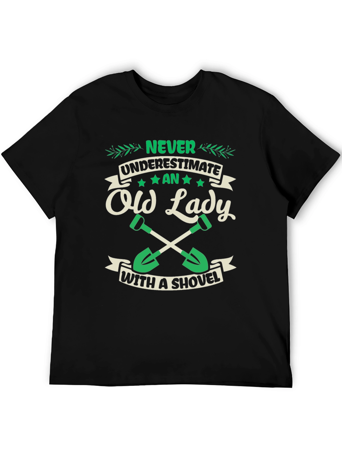 Black Old Lady With Shovel Graphic T-Shirt view 5
