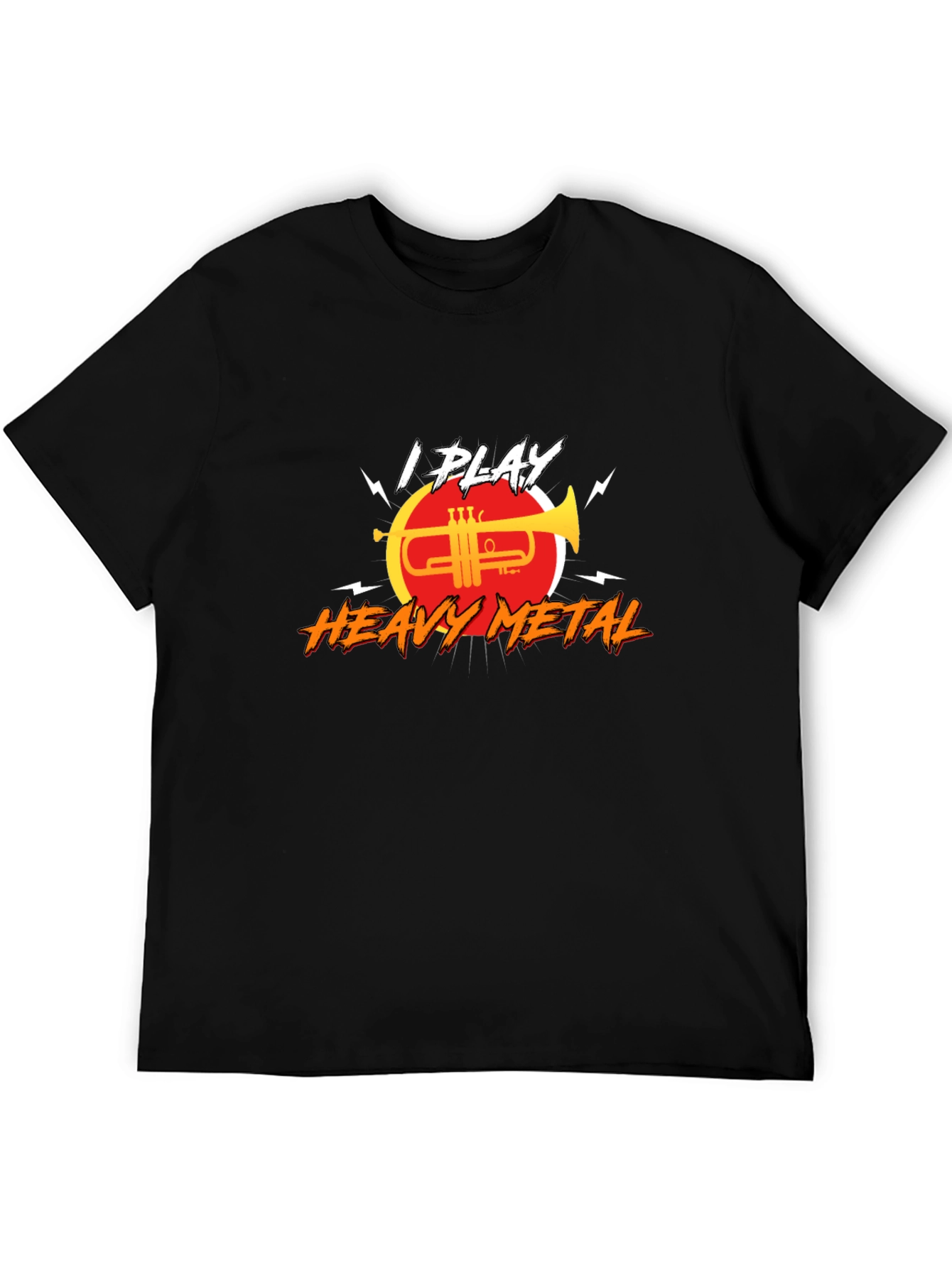 Black I Play Heavy Metal Trumpet T-Shirt view 5