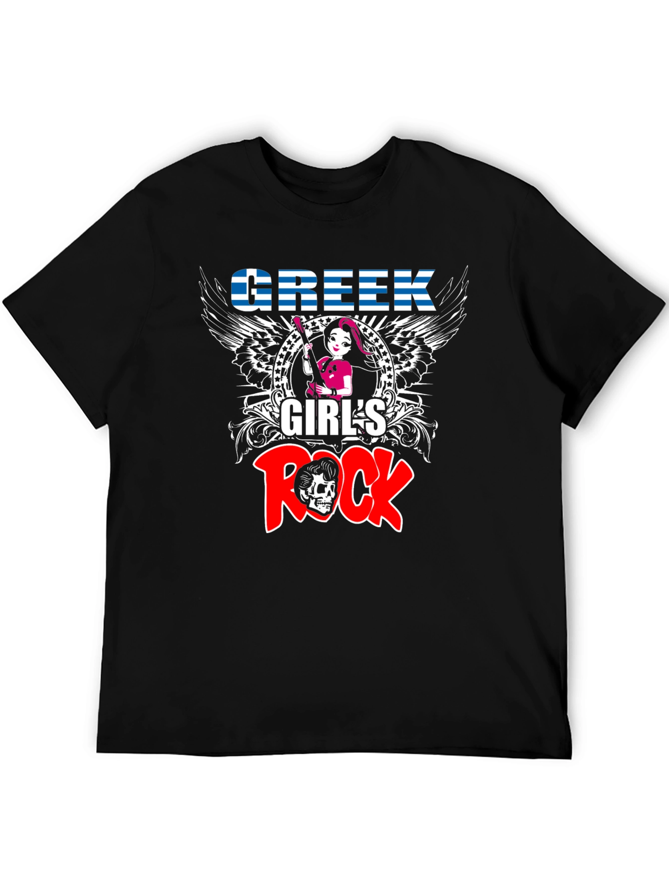 Black Greek Girl's Rock T-Shirt view 5