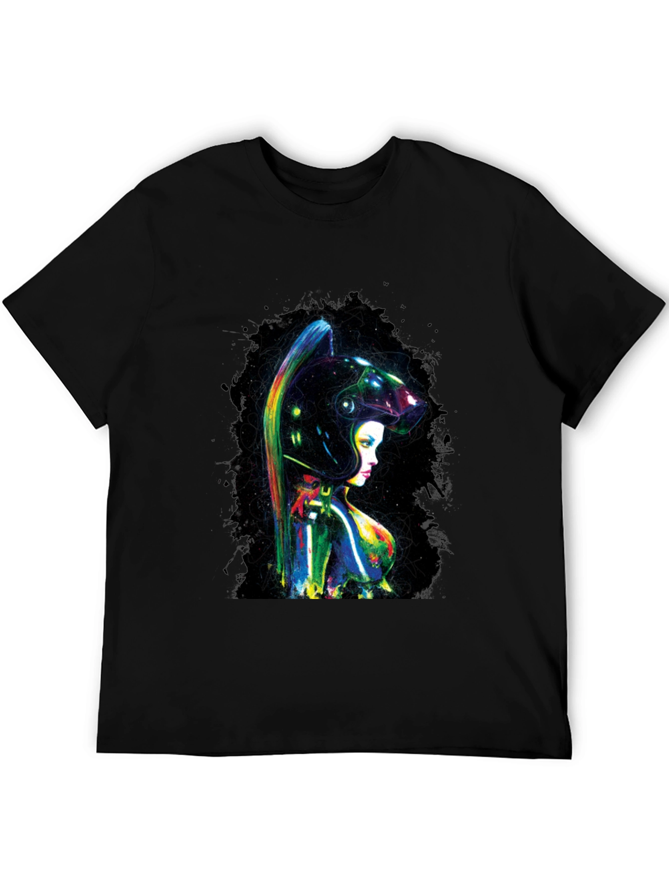 Black Cyberpunk Girl T-Shirt view 5