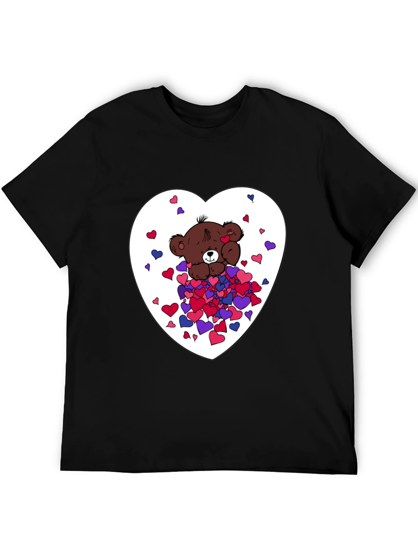 Black Bear Hug Heart Graphic Tee - Black view 5